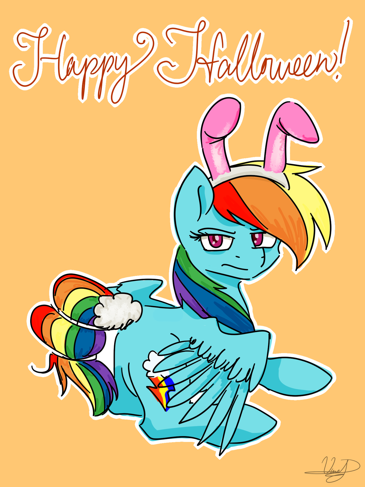 1014173 safe, artistviolyre, rainbow dash, rabbit, backwards cutie