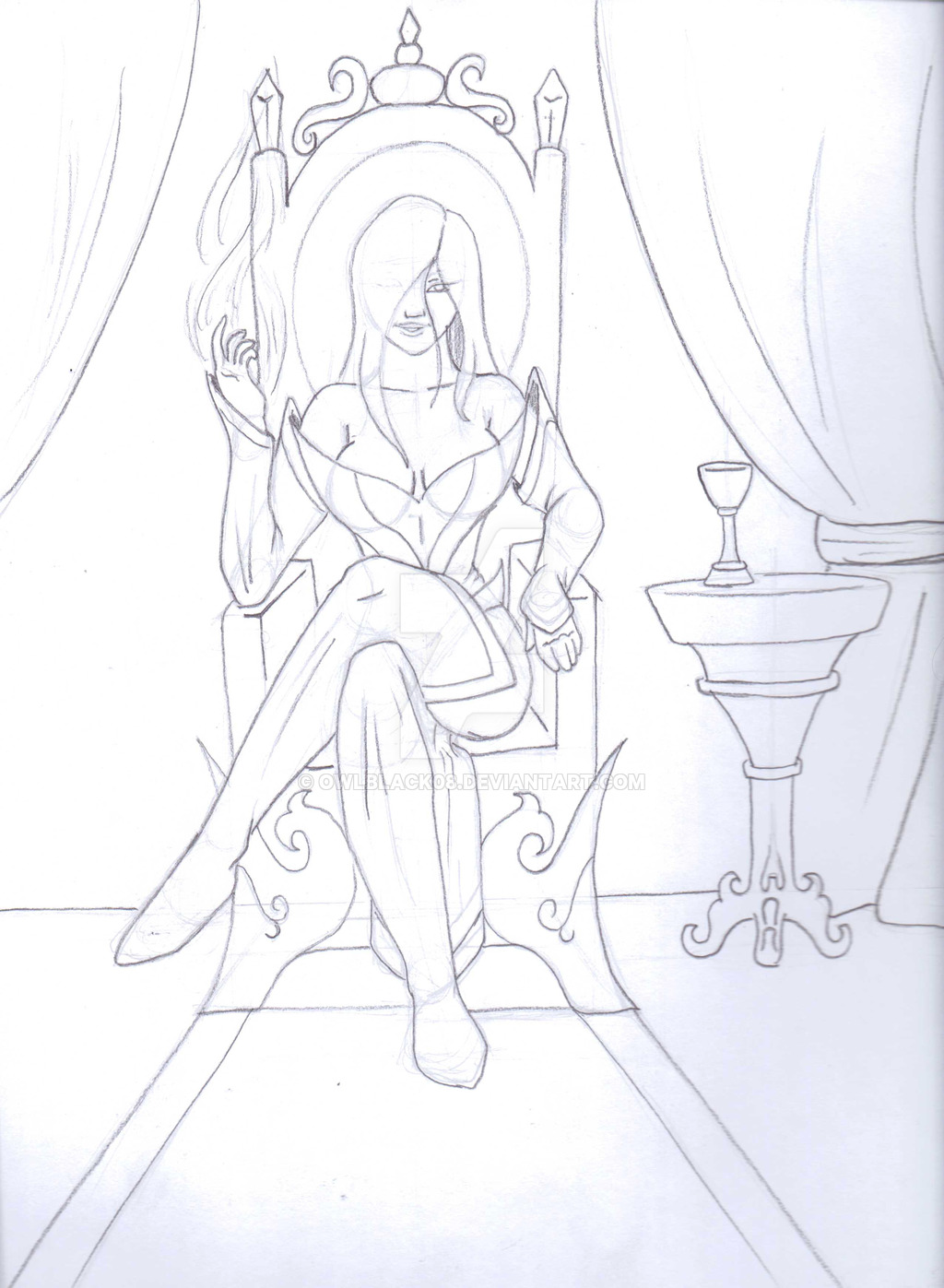 queen on throne drawing