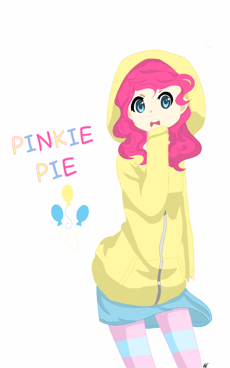 1055468 - safe, artist:cute_pinkie7, pinkie pie, anime, base used, clothes,  female, hoodie, k-on, pantyhose, skirt, solo, sweater - Derpibooru