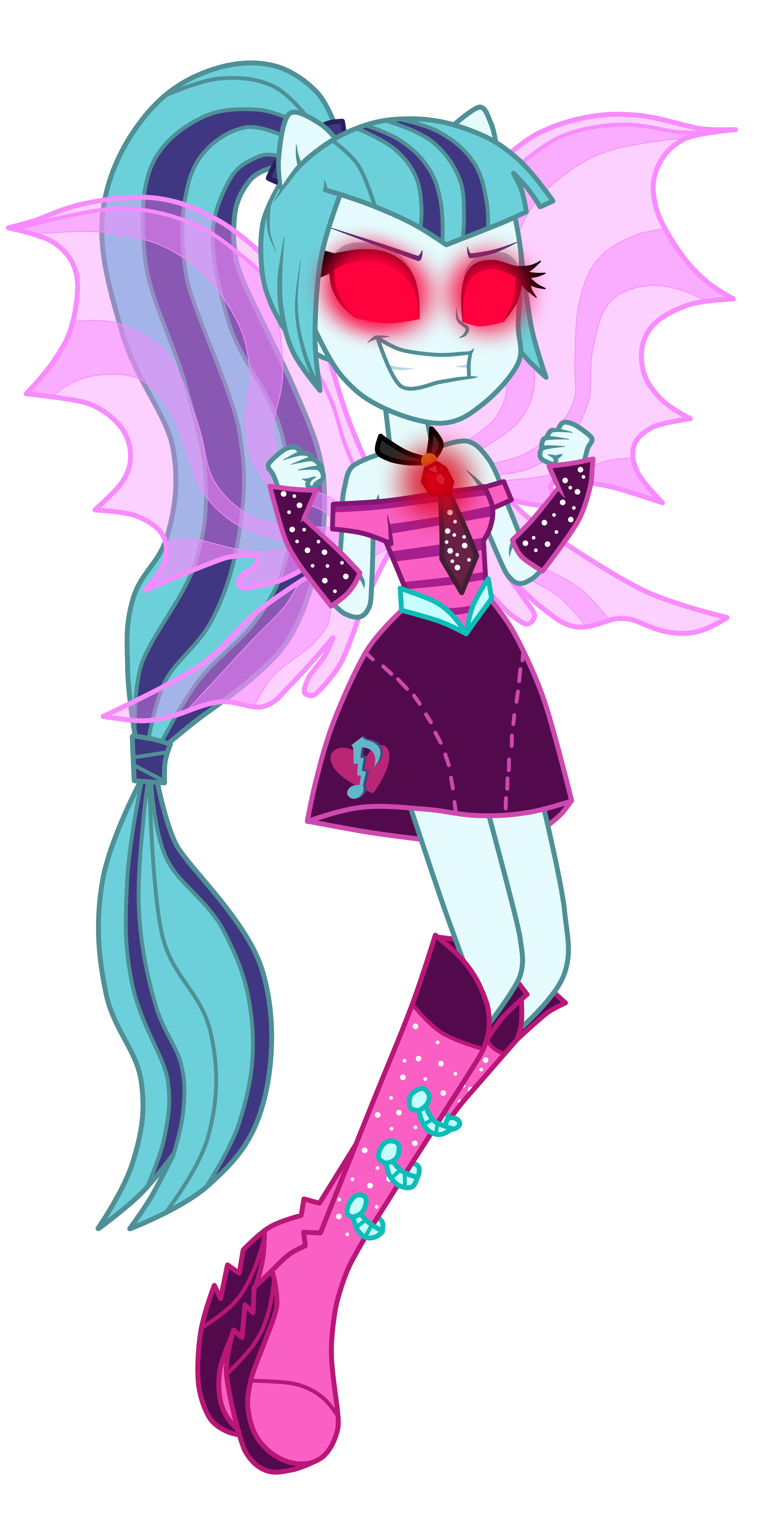 921158 - safe, artist:mixiepie, sonata dusk, equestria girls, g4, my little  pony equestria girls: rainbow rocks, commission, evil, fin wings, glowing  eyes, ponied up, simple background, solo, sonatevil, transparent  background, vector - Derpibooru