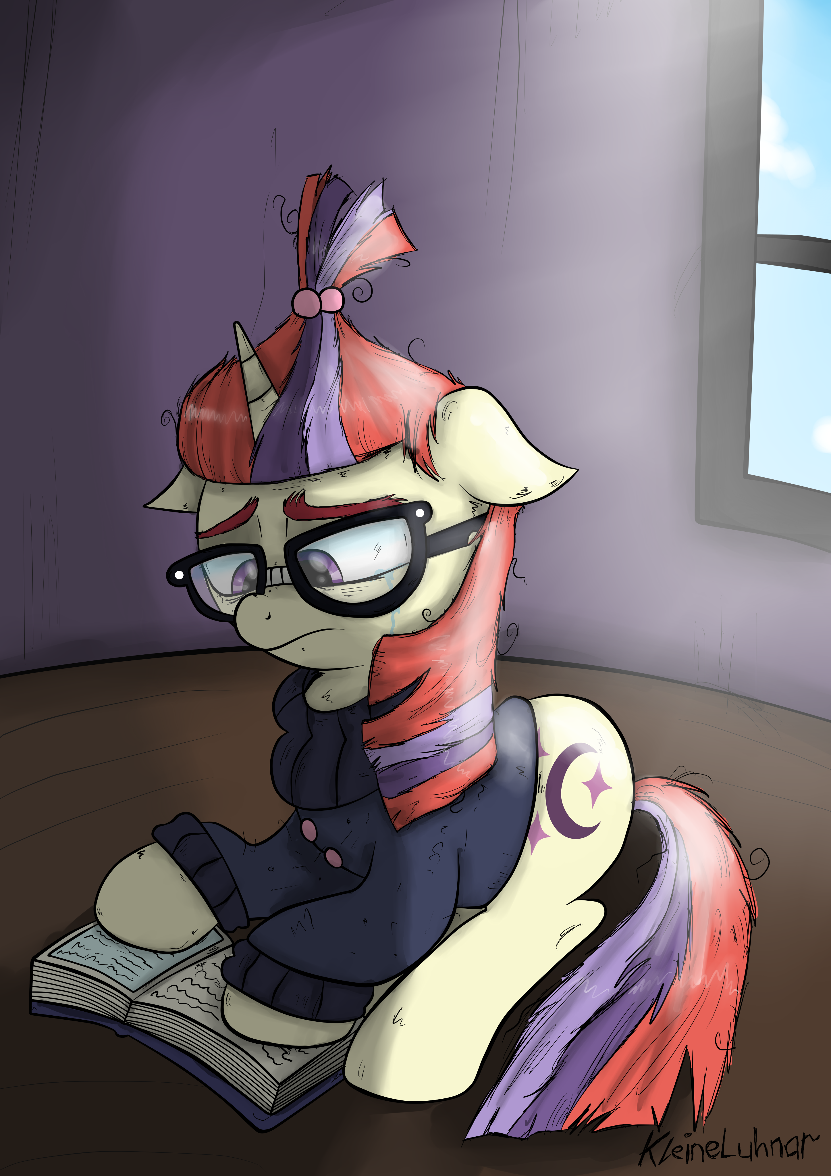 #930520 - safe, artist:kleineluhnar, moondancer, pony, amending fences ...