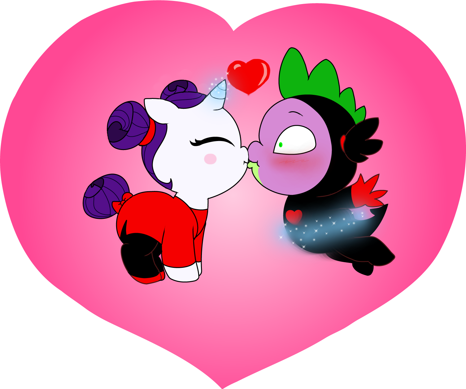 976140 - safe, artist:purfectprincessgirl, rarity, spike, dragon, pony,  unicorn, duo, female, garu, kiss on the lips, kissing, male, mare, pucca,  shipping, sparity, straight, tabitha st. germain, voice actor joke -  Derpibooru
