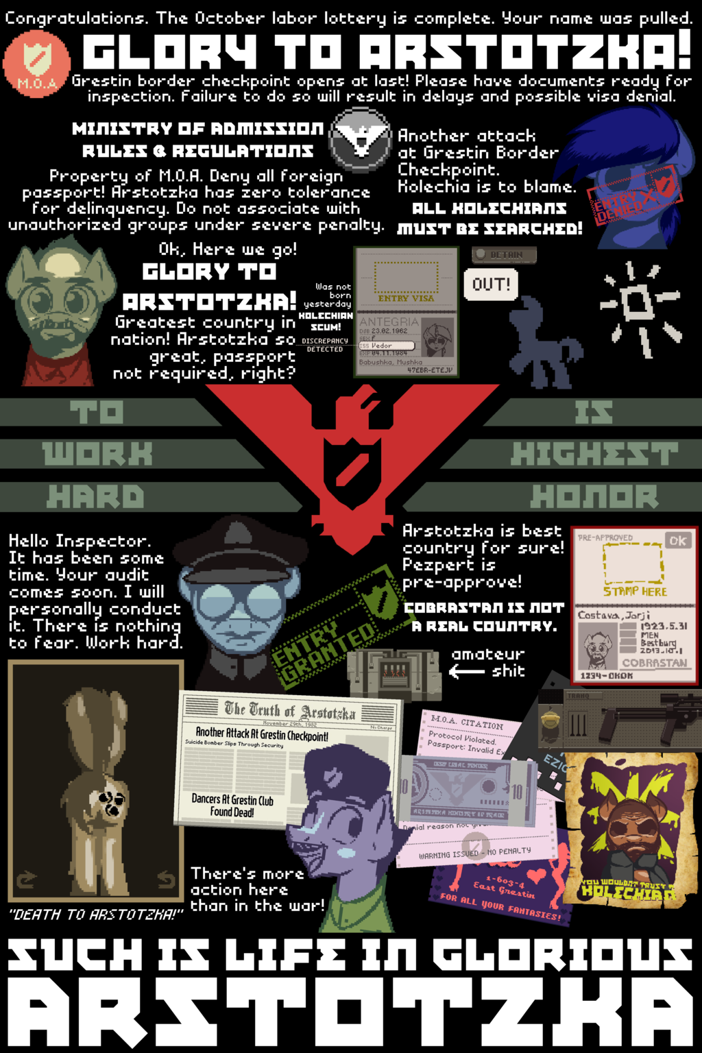 Glory to Arstotzka (Source: Papers, Please).