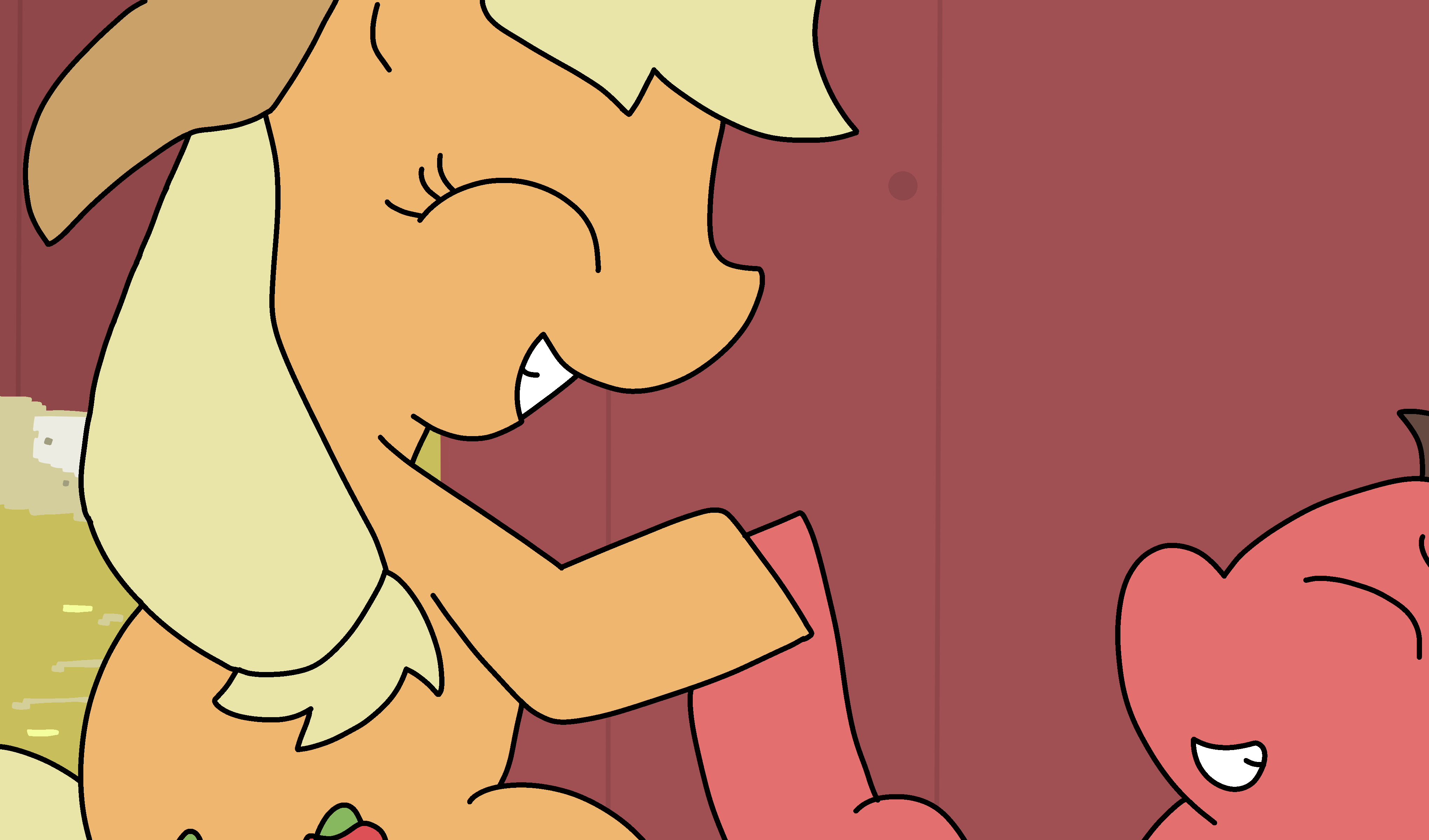 1323090 - suggestive, artist:thebrony700, applejack, oc, oc:big brian,  pony, banned from equestria daily, g4, high res, hoof tickling, tickling -  Derpibooru