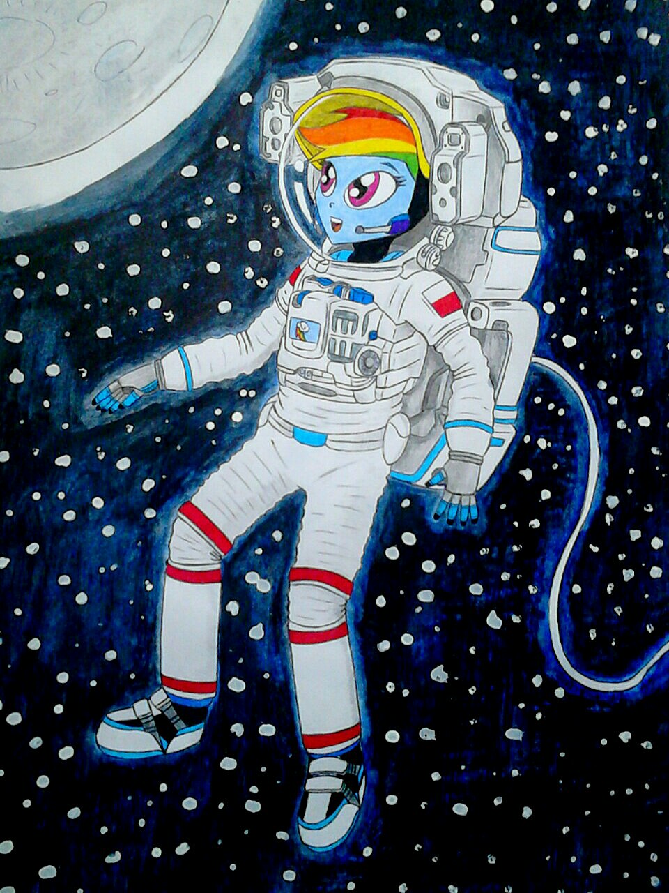 Космонавт в космосе рисунок для детей