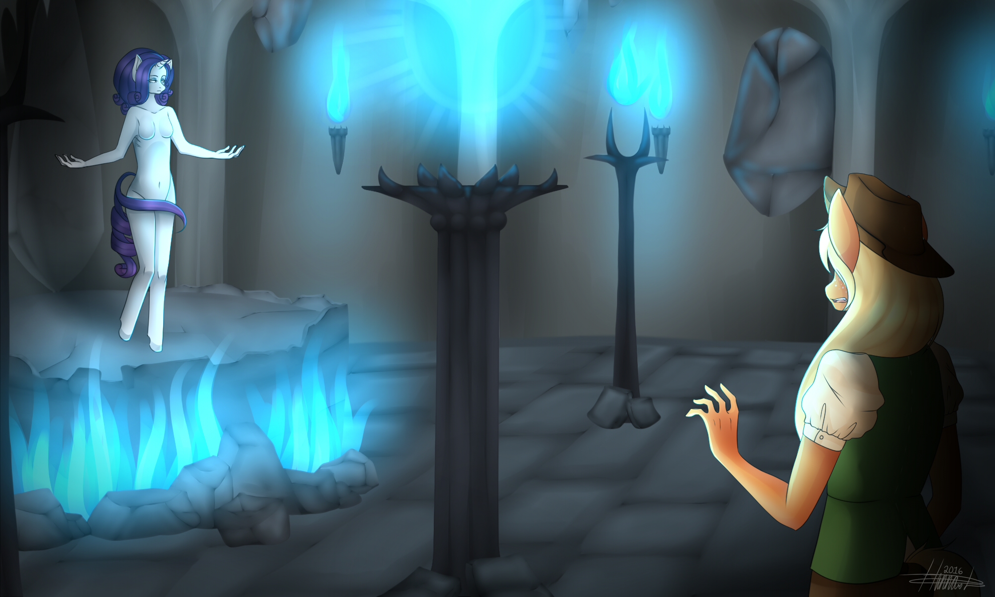 #1104849 - questionable, artist:rainbowhitter, applejack, rarity ...