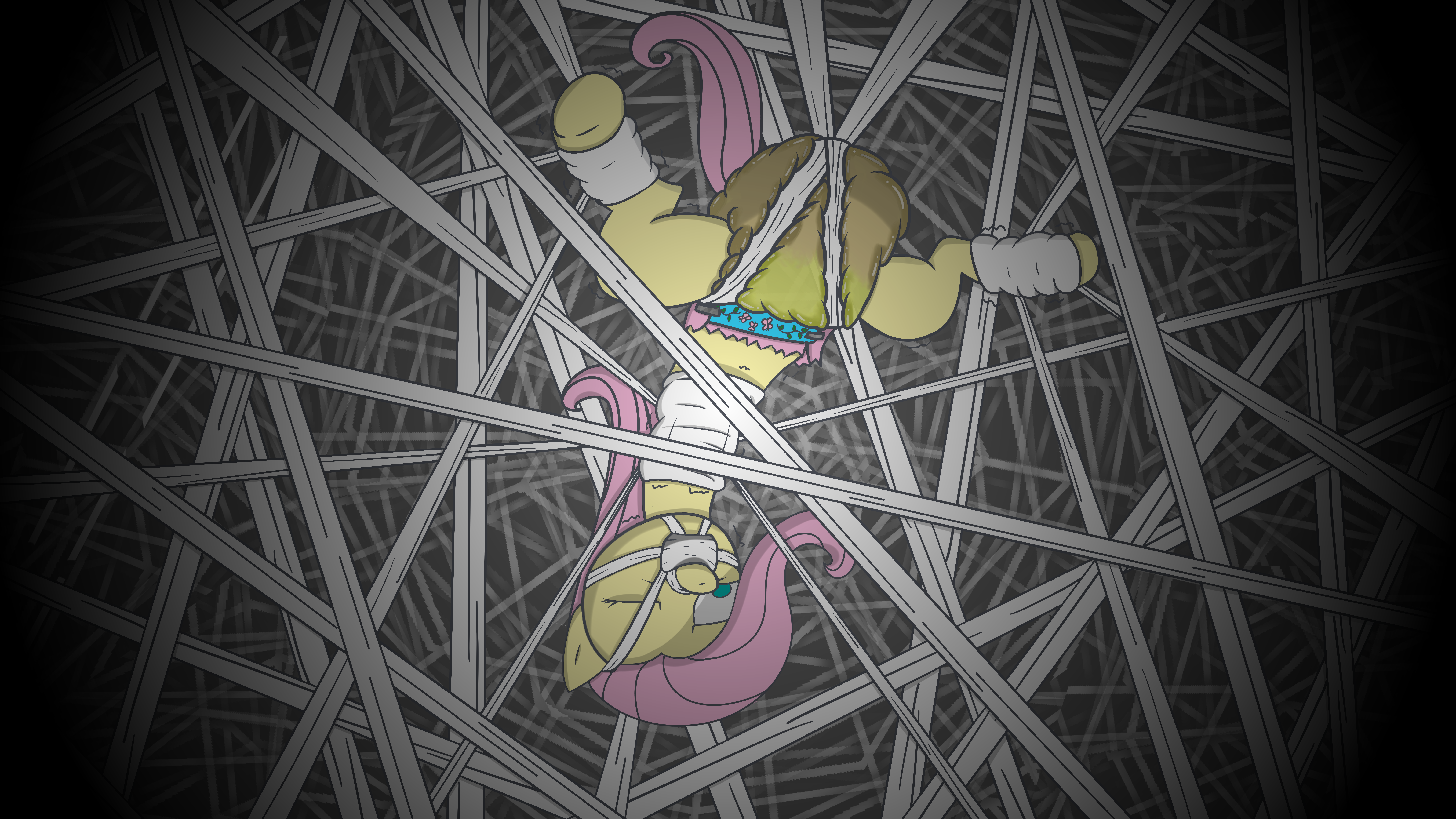 1176163 - explicit, artist:diaperand, fluttershy, g4, absurd resolution,  bondage, diaper, diaper fetish, female, messy diaper, non-baby in diaper,  poop, scat, solo, solo female, super crinkle pony adventure 64 - Derpibooru