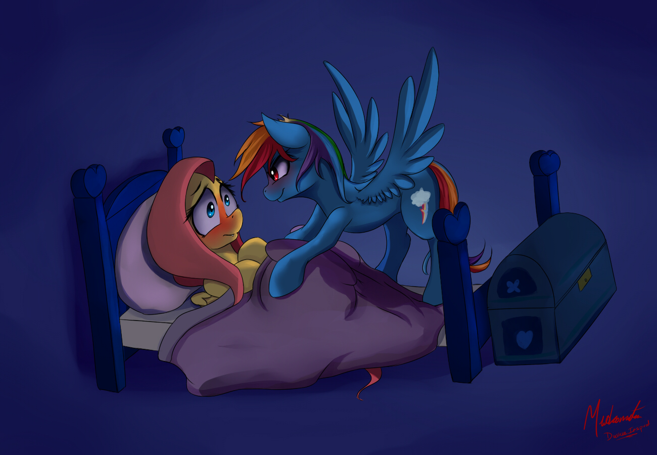#1242338 - suggestive, artist:miokomata, fluttershy, rainbow dash, pony ...