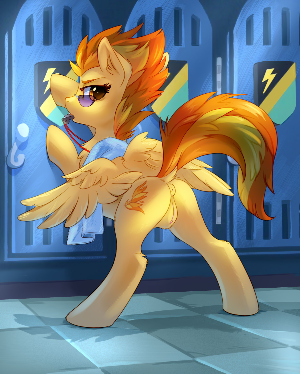 Sexy Spitfire Porn - 1333613 - explicit, artist:tomatocoup, spitfire, pegasus, pony, adventure  in the comments, against wall, anus, butt, chest fluff, colored pupils,  dock, ear fluff, female, glasses, locker room, looking at you, looking  back, looking