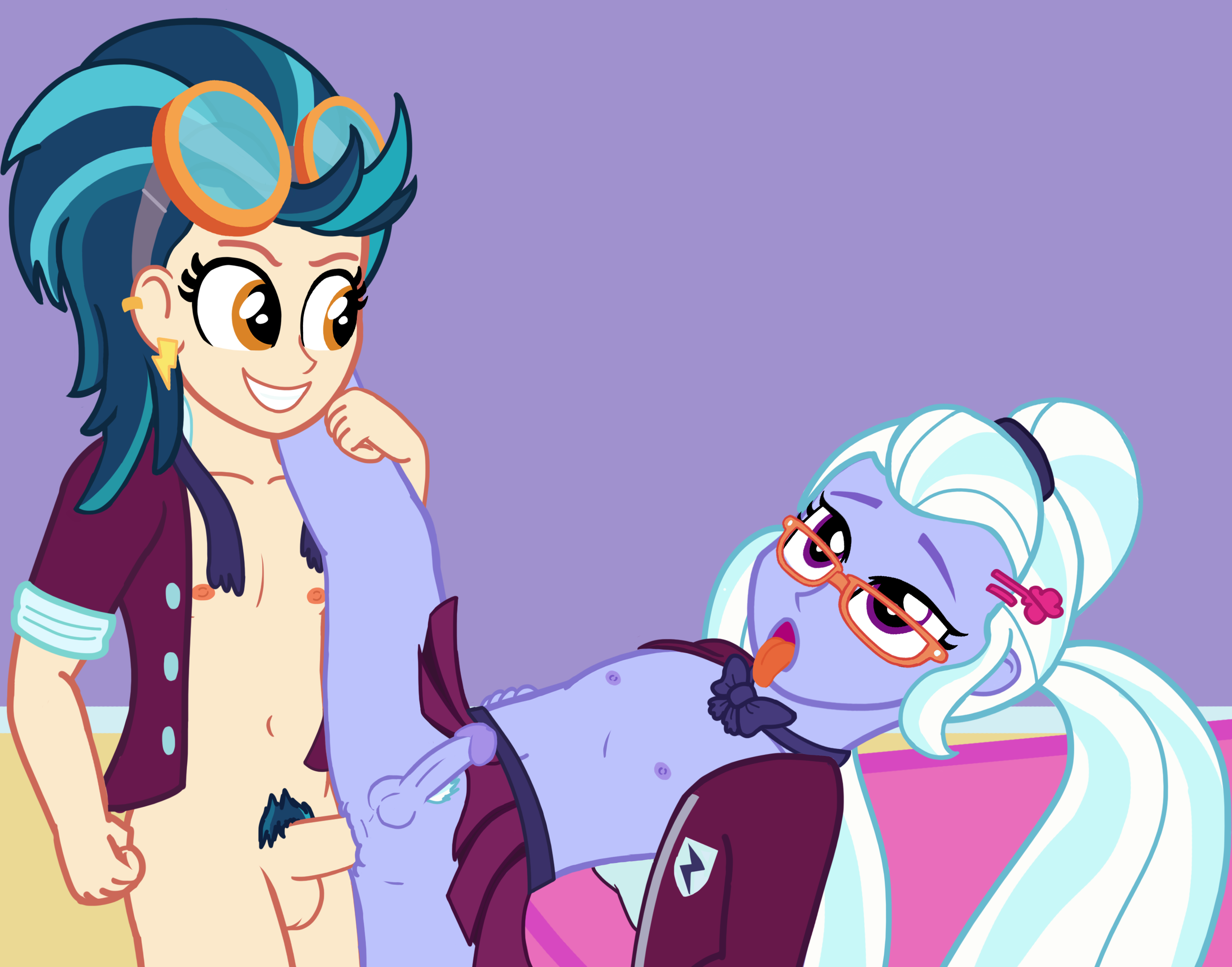 1334662 - explicit, artist:sum1-else, indigo zap, sugarcoat, equestria  girls, g4, anal, circumcised, clothes, crossdressing, equestria guys,  femboy, gay, glasses, goggles, high res, human penis, intersex, male, male  nipples, nipples, nudity ...