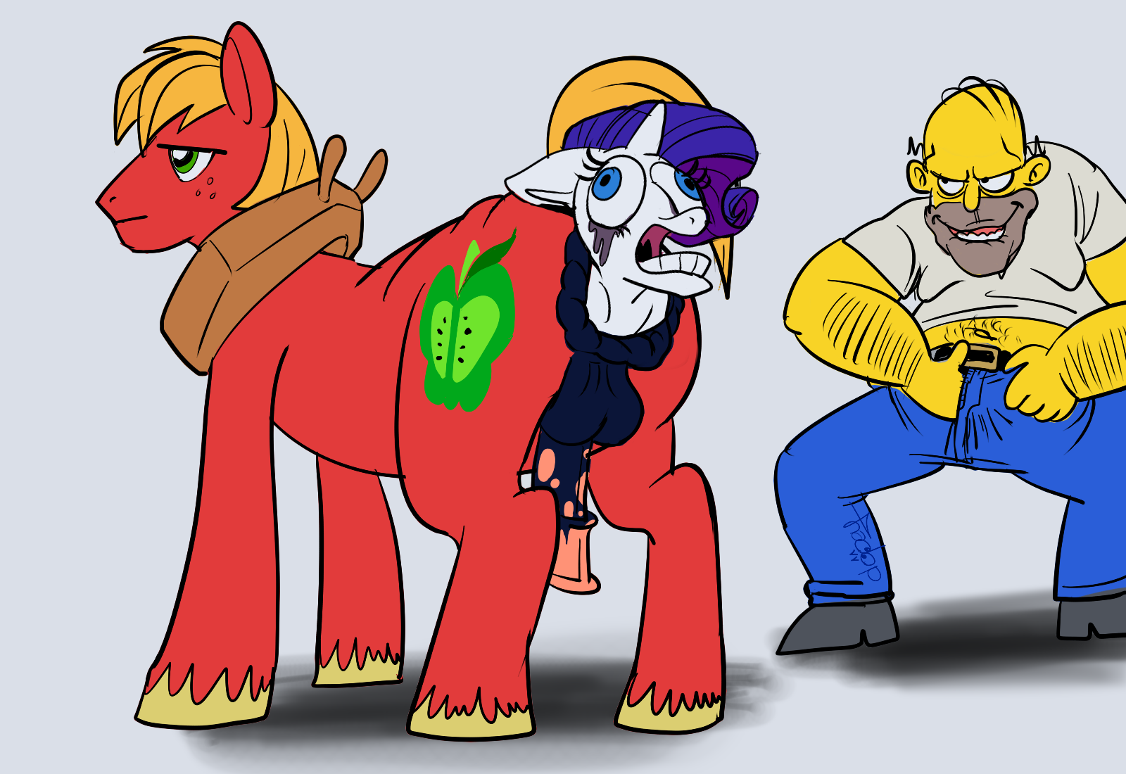 1587550 - explicit, artist:averagedopeydope, big macintosh, rarity, earth  pony, pony, unicorn, g4, anal vore, anus, balls, butt, clop, clopping,  consensual, crossover, crying, erotic asphyxiation, erotica, female, female  prey, fetish, homer simpson, male,