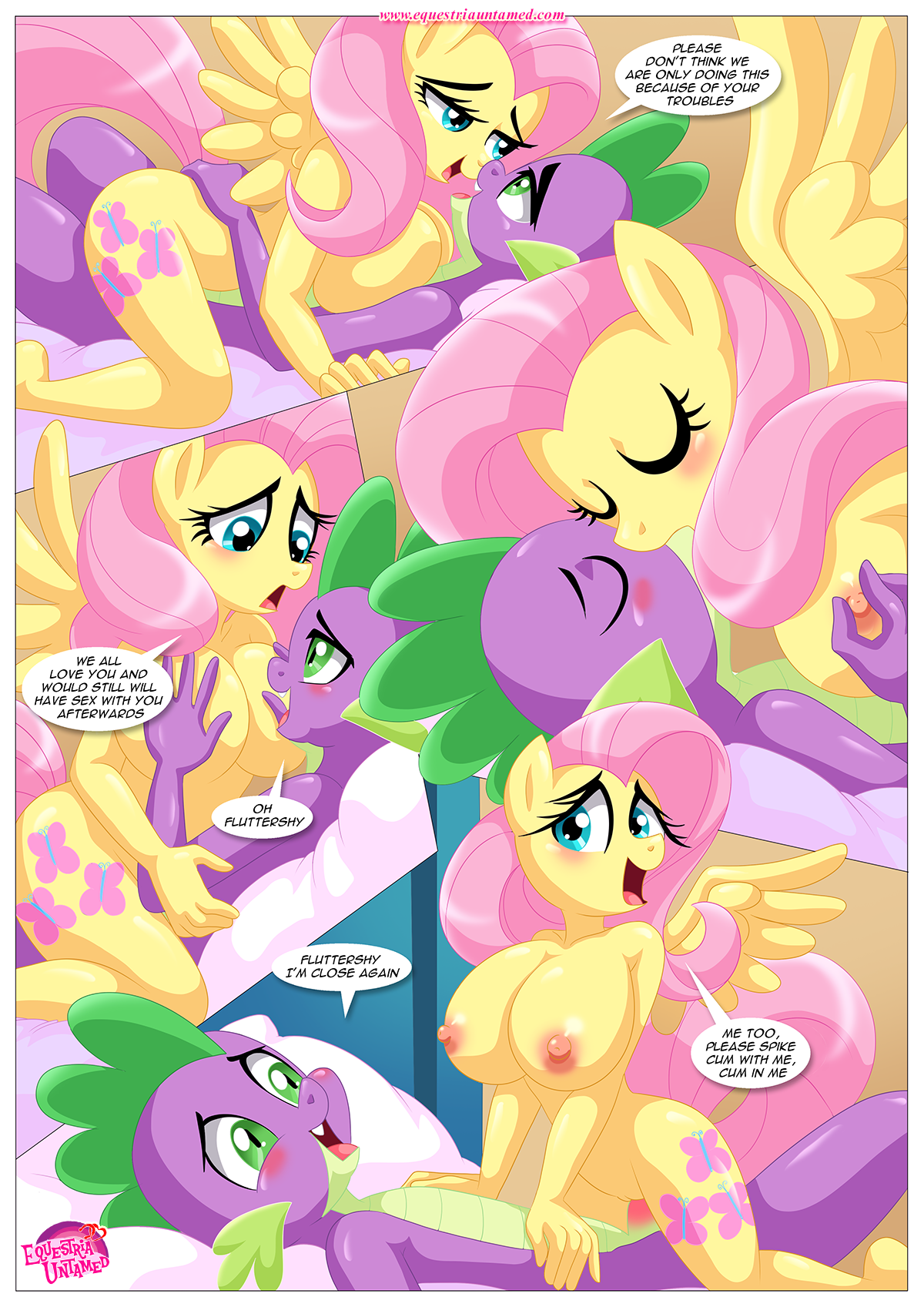 1605483 - explicit, artist:bbmbbf, fluttershy, spike, dragon, anthro,  comic:the secret ingredient is fluttershy...fluttershy, equestria untamed,  g4, adorasexy, big breasts, breasts, busty fluttershy, comic, cute, female,  fondling, imminent orgasm ...