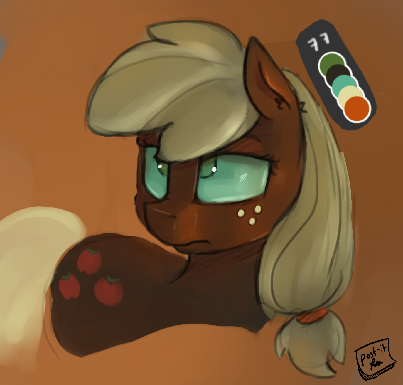 #1371106 - safe, artist:post-it, applejack, alternate color palette ...