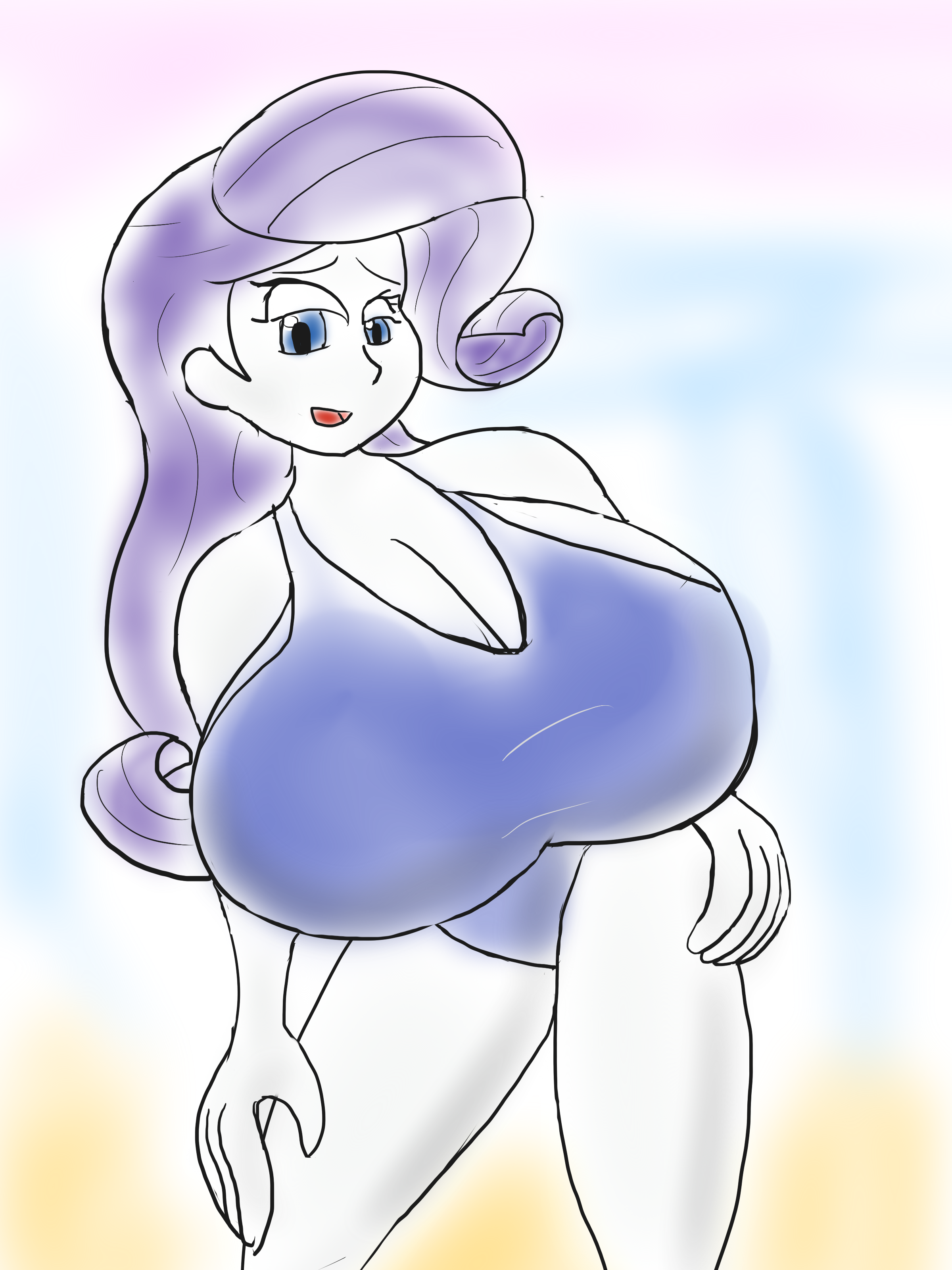 1354809 - suggestive, artist:feyzer, rarity, equestria girls, g4, big  breasts, breast expansion, breasts, busty rarity, cleavage, clothes,  female, growth, high res, huge breasts, one-piece swimsuit, open mouth,  sideboob, solo, solo female, swimsuit -