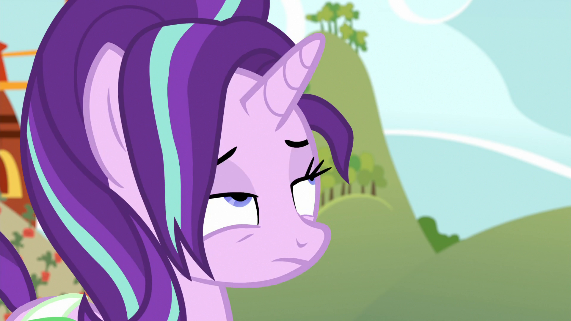 2364215 - safe, artist:lou, starlight glimmer, pony, unicorn, g4, awkward,  female, looking away, mare, meme, monkey puppet, nervous, ponified meme,  shifty eyes, solo, sweat - Derpibooru