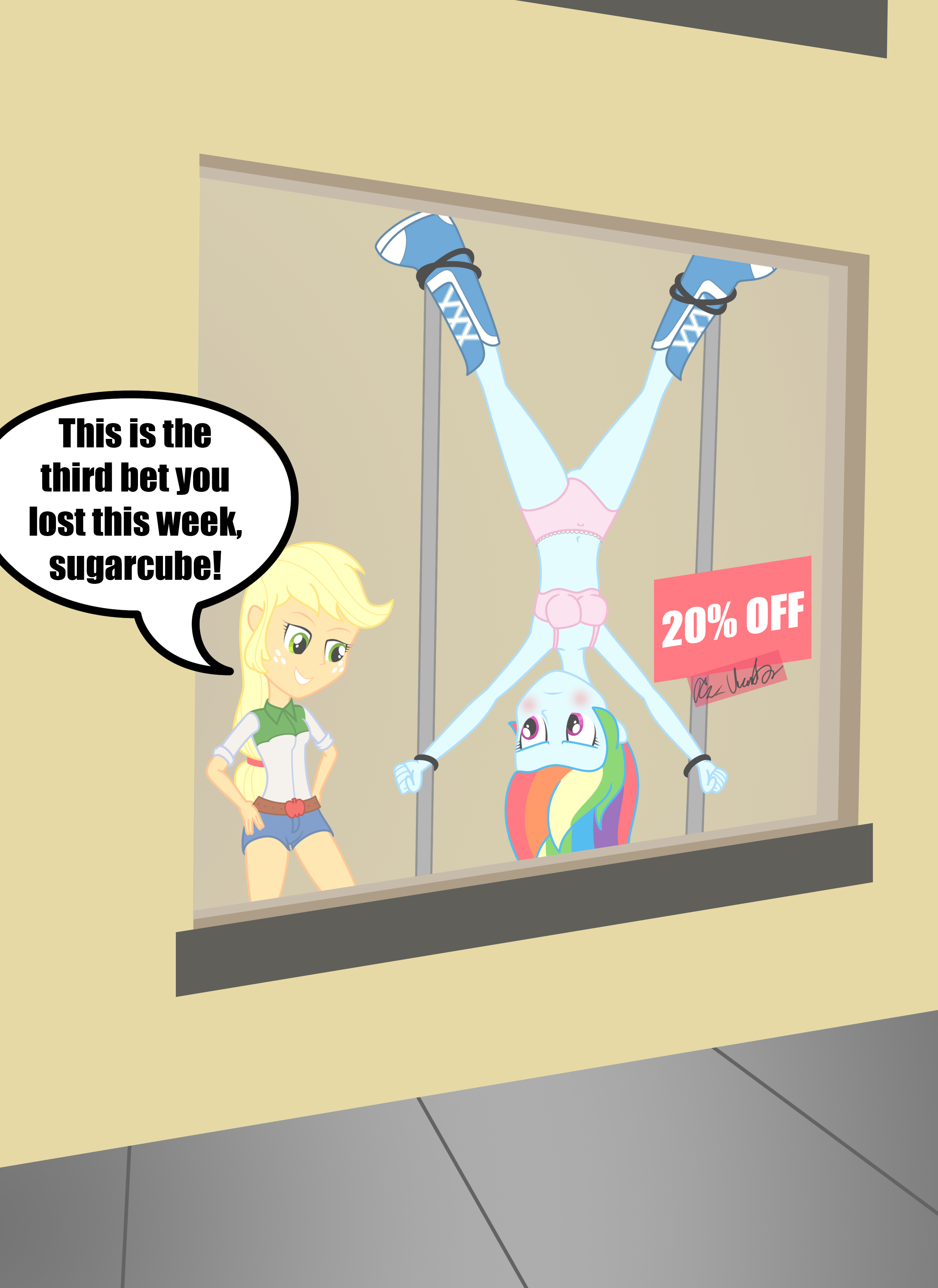 #1462999 - suggestive, artist:thevincenator, applejack, rainbow dash