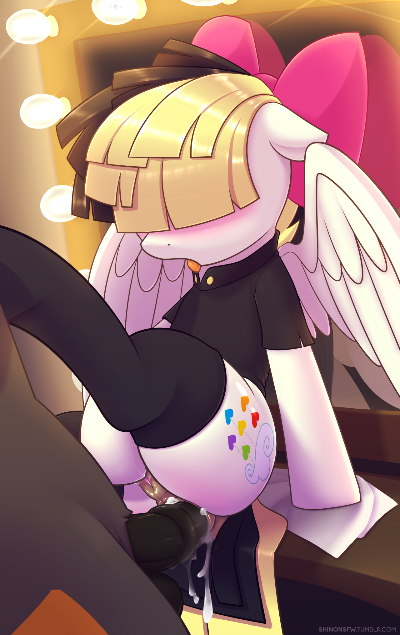 1513969 - explicit, artist:shinodage, songbird serenade, pegasus, pony, g4, my  little pony: the movie, anal, anal creampie, anatomically correct, anus,  blushing, clothes, creampie, cum, female, floppy ears, horsecock, male,  mare, medial ring,