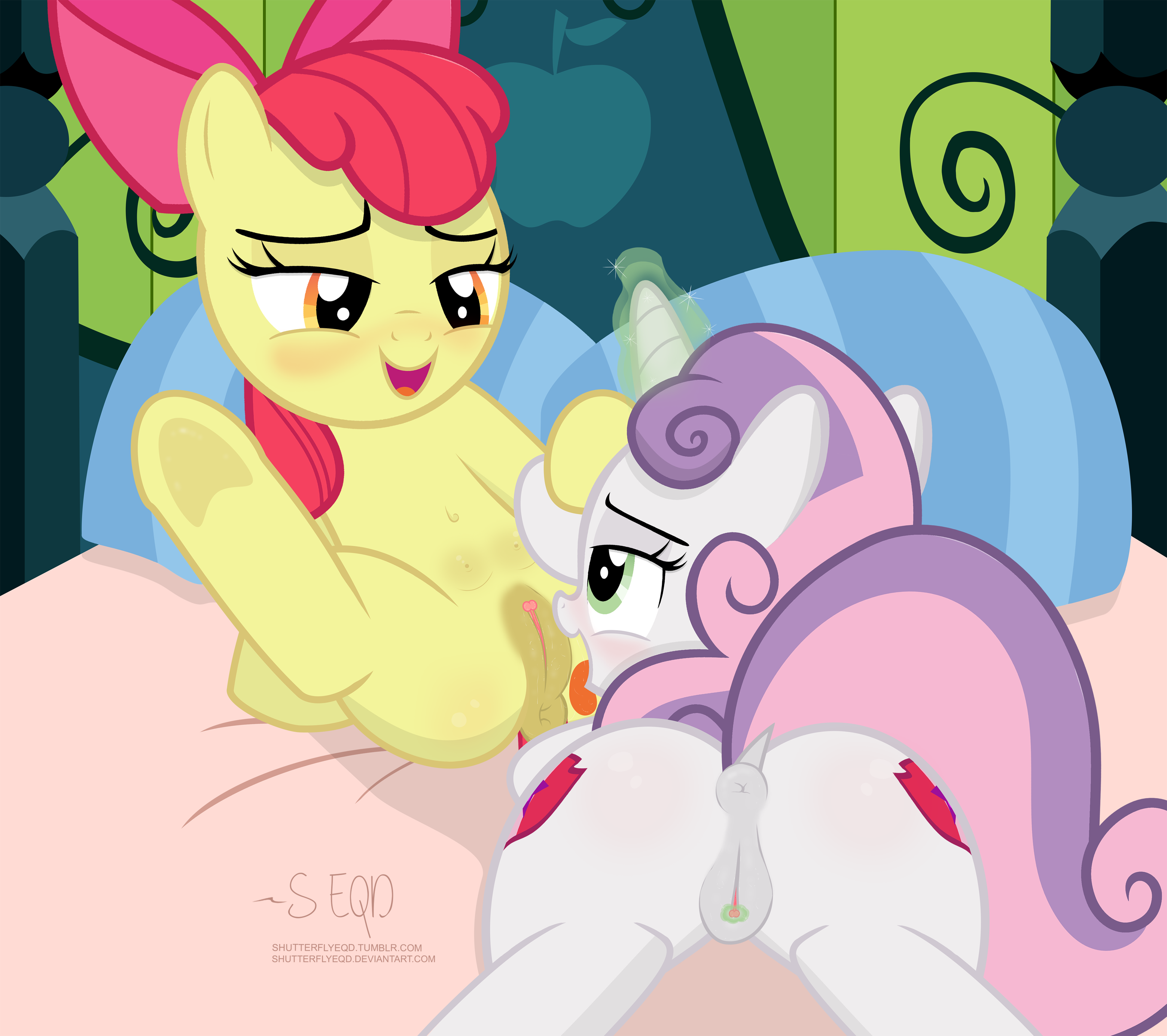 3118px x 2769px - 1519075 - anatomically correct, anus, apple bloom, artist:shutterflyeqd,  bed, bedroom eyes, both cutie marks, clitoral stimulation, clitoris,  crotchboobs, cunnilingus, dark genitals, dock, dripping, drool, drool  string, explicit, female, foalcon ...