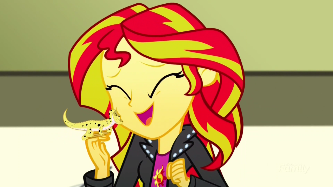 #1504308 - safe, screencap, ray, sunset shimmer, gecko, leopard gecko