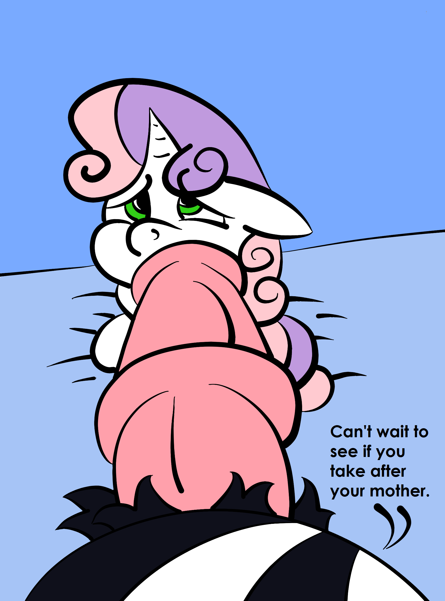 1530526 - explicit, grimdark, artist:justanotherponyartblog, sweetie belle,  pony, zebra, g4, about to get her stripes, big penis, blowjob, female,  filly, foal, foalcon, foreshortening, imminent rape, imminent sex,  interspecies, just another pony art