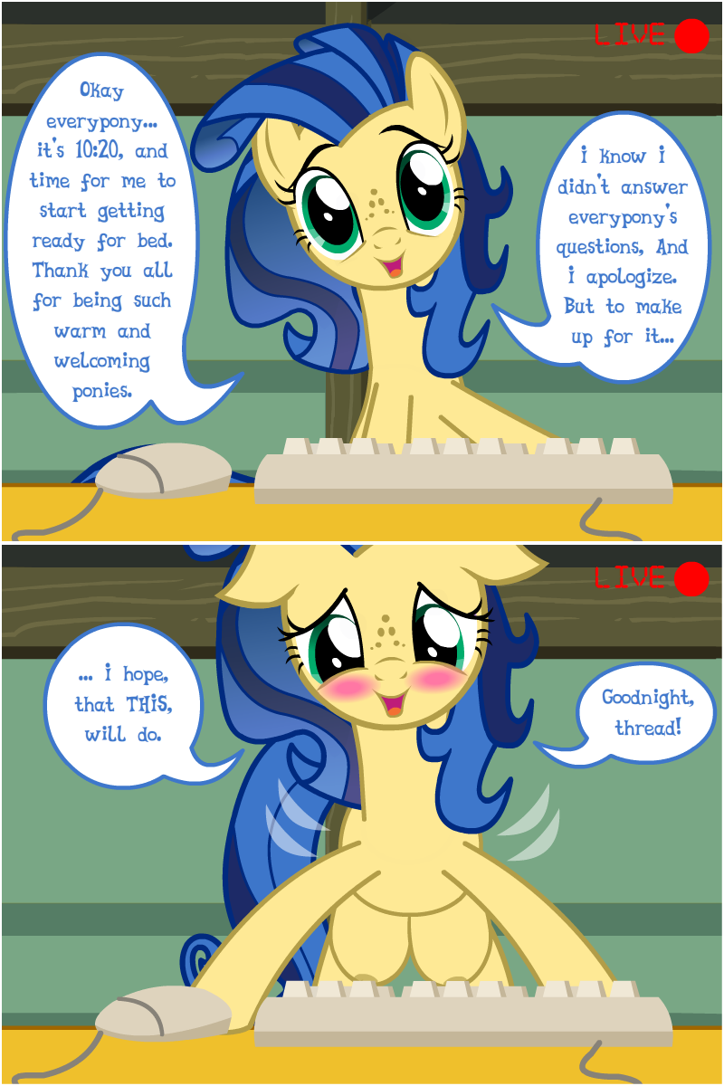 1908096 - dead source, questionable, artist:flash equestria photography,  oc, oc only, oc:milky way, earth pony, pony, milkmare of trottingham, 2  panel comic, ask, big crotchboobs, blushing, camera, camera shot, comic,  computer mouse,