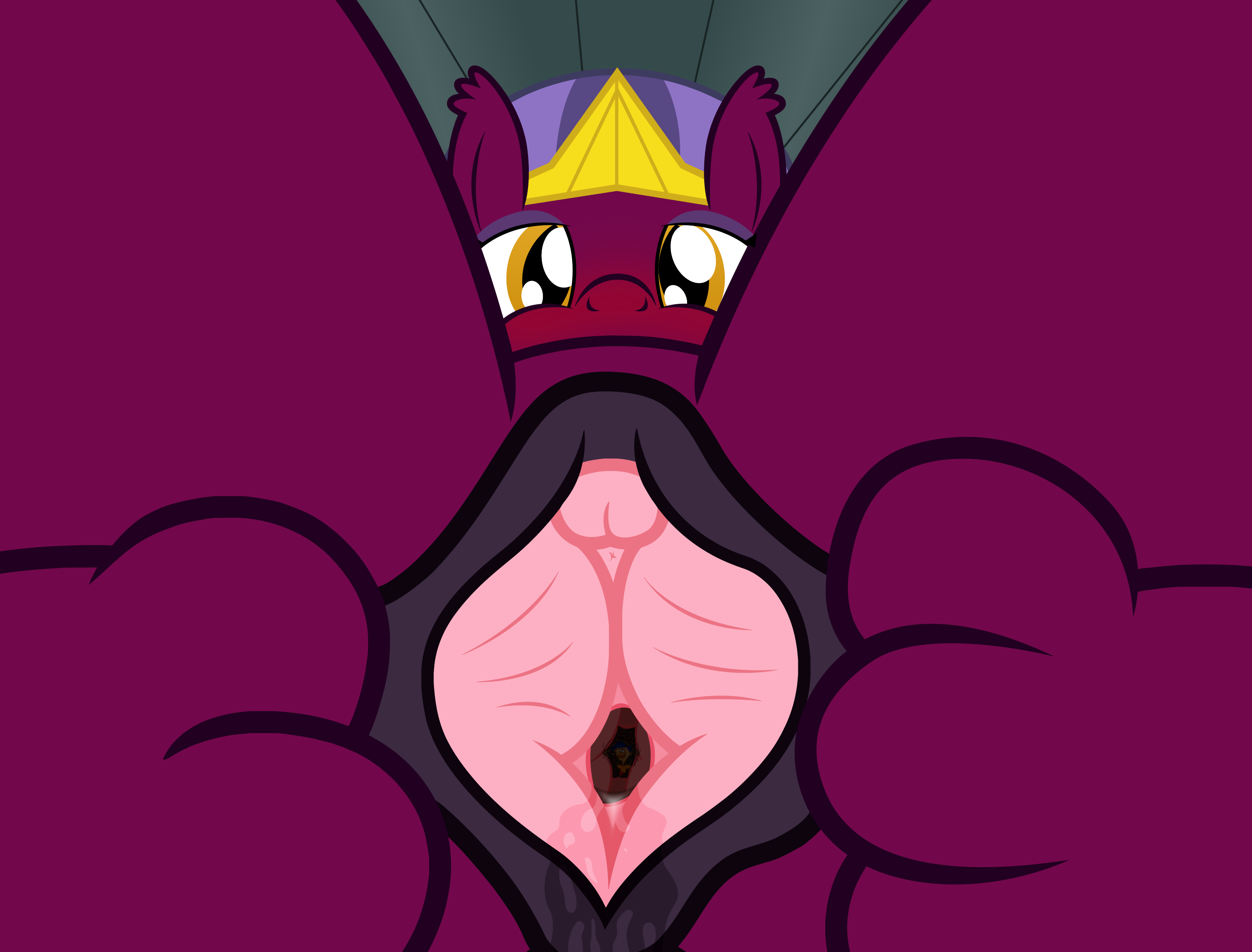 1651648 - explicit, artist:badumsquish-edits, derpibooru exclusive, edit,  the sphinx, sphinx, g4, bedroom eyes, blushing, clitoris, dark genitals,  dripping, ed edd n eddy, female, high res, imminent unbirth, life has many  doors, looking
