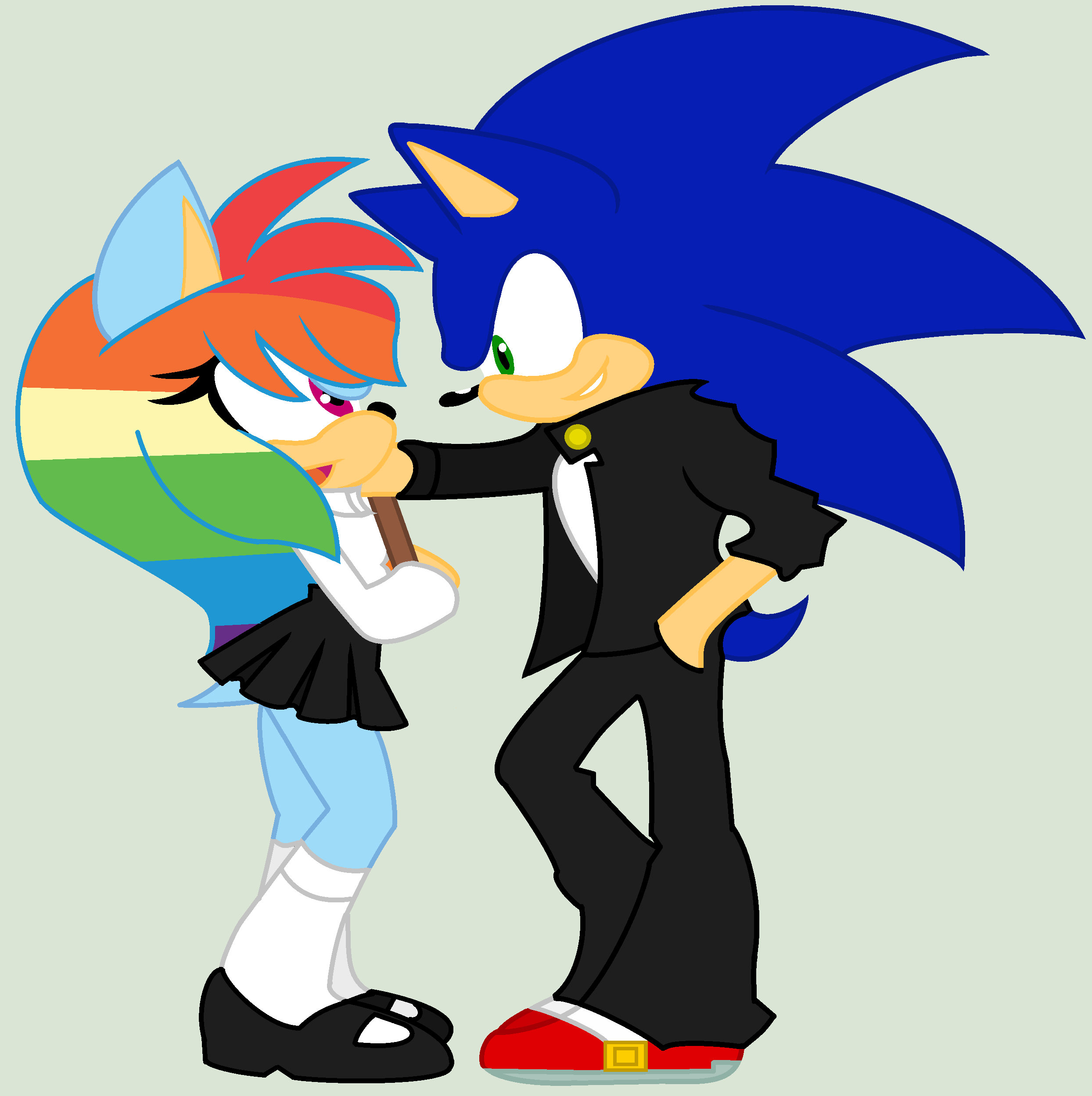 sonic and rainbow dash kiss