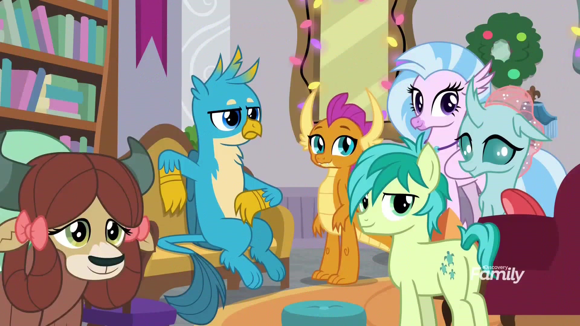 1800087 - safe, screencap, gallus, ocellus, sandbar, silverstream, smolder,  yona, the hearth's warming club, student six - Derpibooru