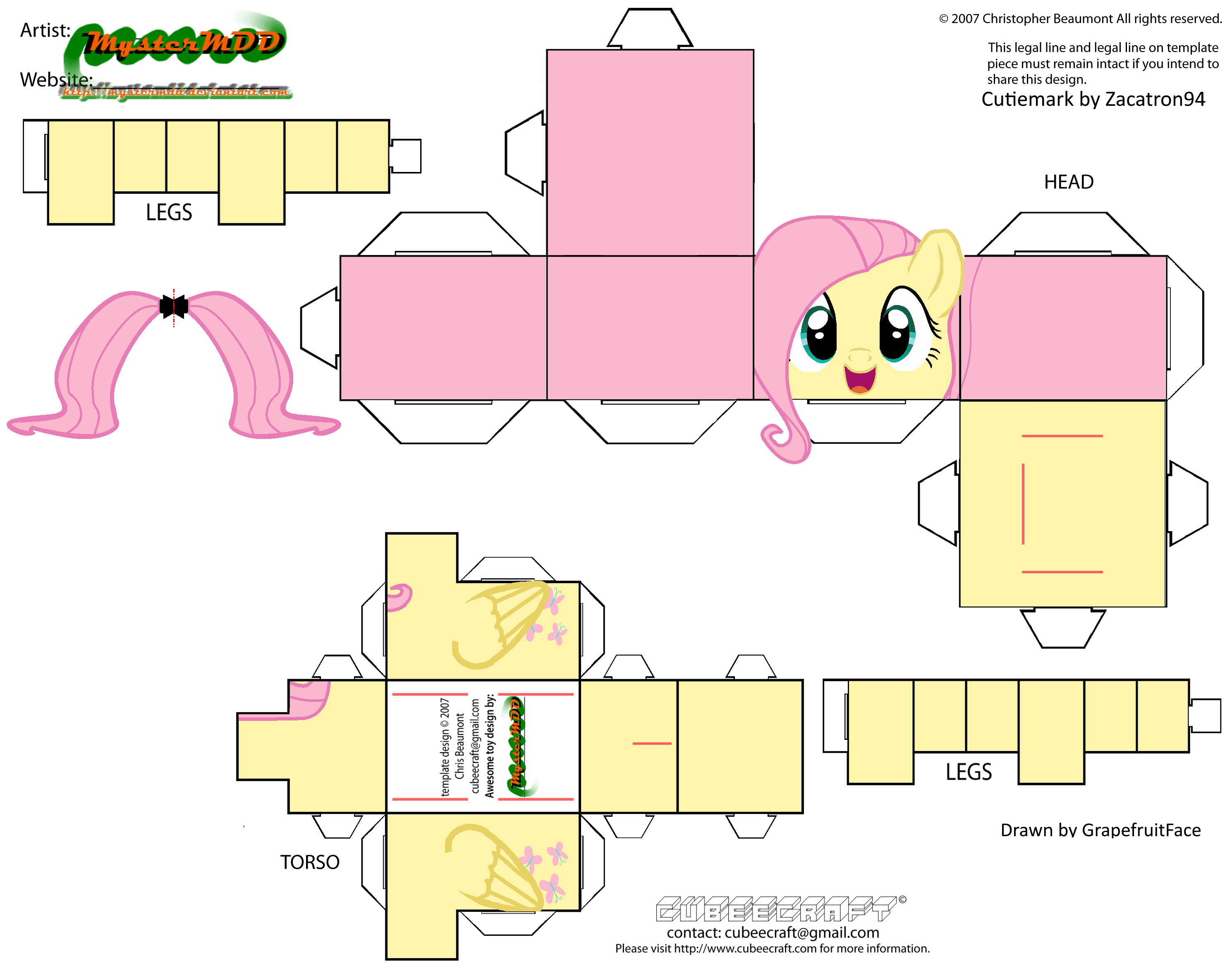 Fluttershy Minecraft Skin  Free Printable Papercraft Templates