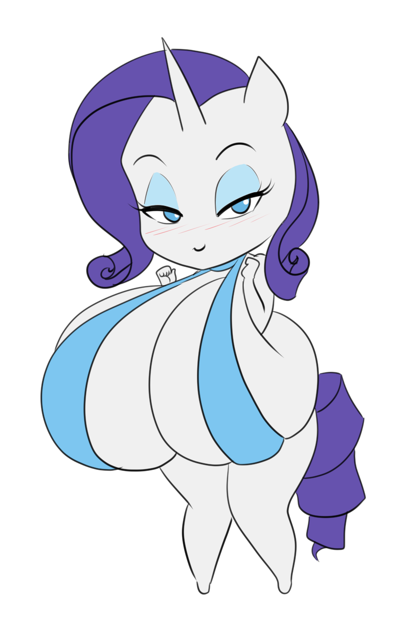 2019363 - suggestive, artist:marauder6272, rarity, anthro, g4, absolute  cleavage, bedroom eyes, big breasts, bikini, breast squish, breasts, busty  rarity, chibi, cleavage, clothes, female, huge breasts, impossibly large  breasts, nudity, sling bikini, solo,