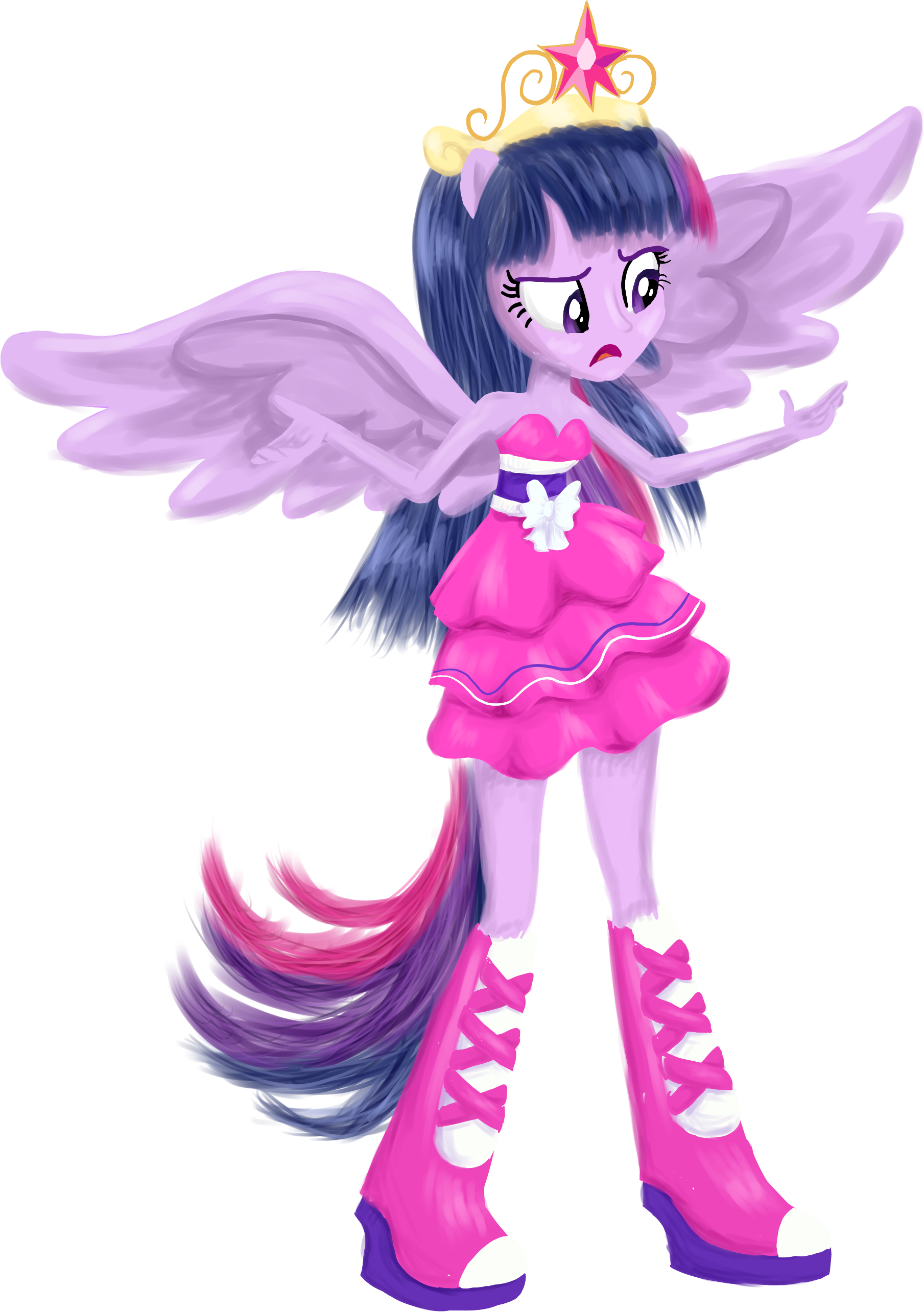 1096870 - source needed, safe, artist:azaleasdolls, artist:unicornsmile,  derpibooru import, flash sentry, twilight sparkle, fairy, equestria girls,  arm behind head, clothes, crown, dress, elf ears, fairies, fairies are  magic, fairy wings, fairyized