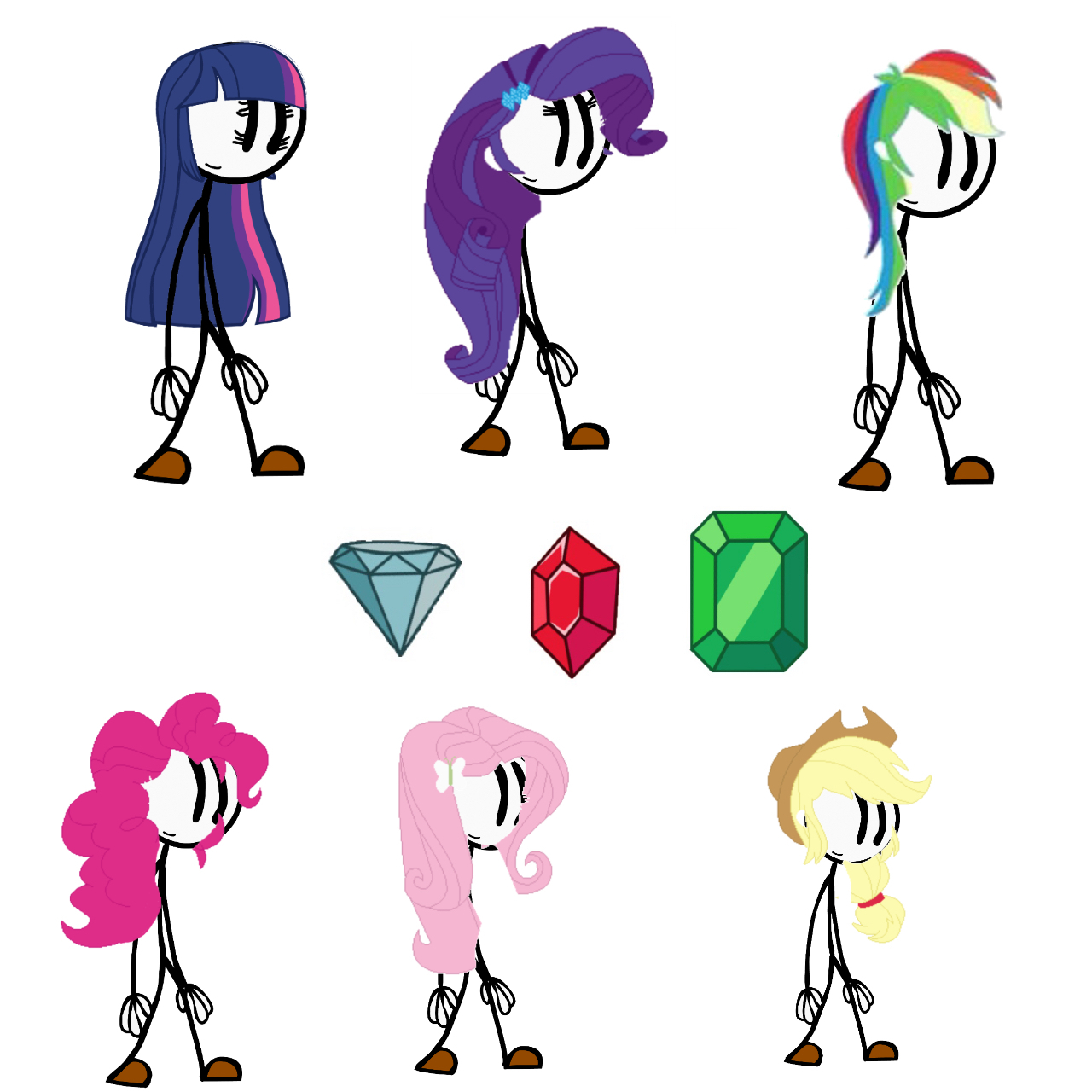 2496840 - safe, artist:mario101, applejack, fluttershy, pinkie pie, rainbow  dash, rarity, twilight sparkle, equestria girls, comments locked down,  diamond, emerald, henry stickmin, henry stickmin collection, mane six,  ruby, simple background, white ...
