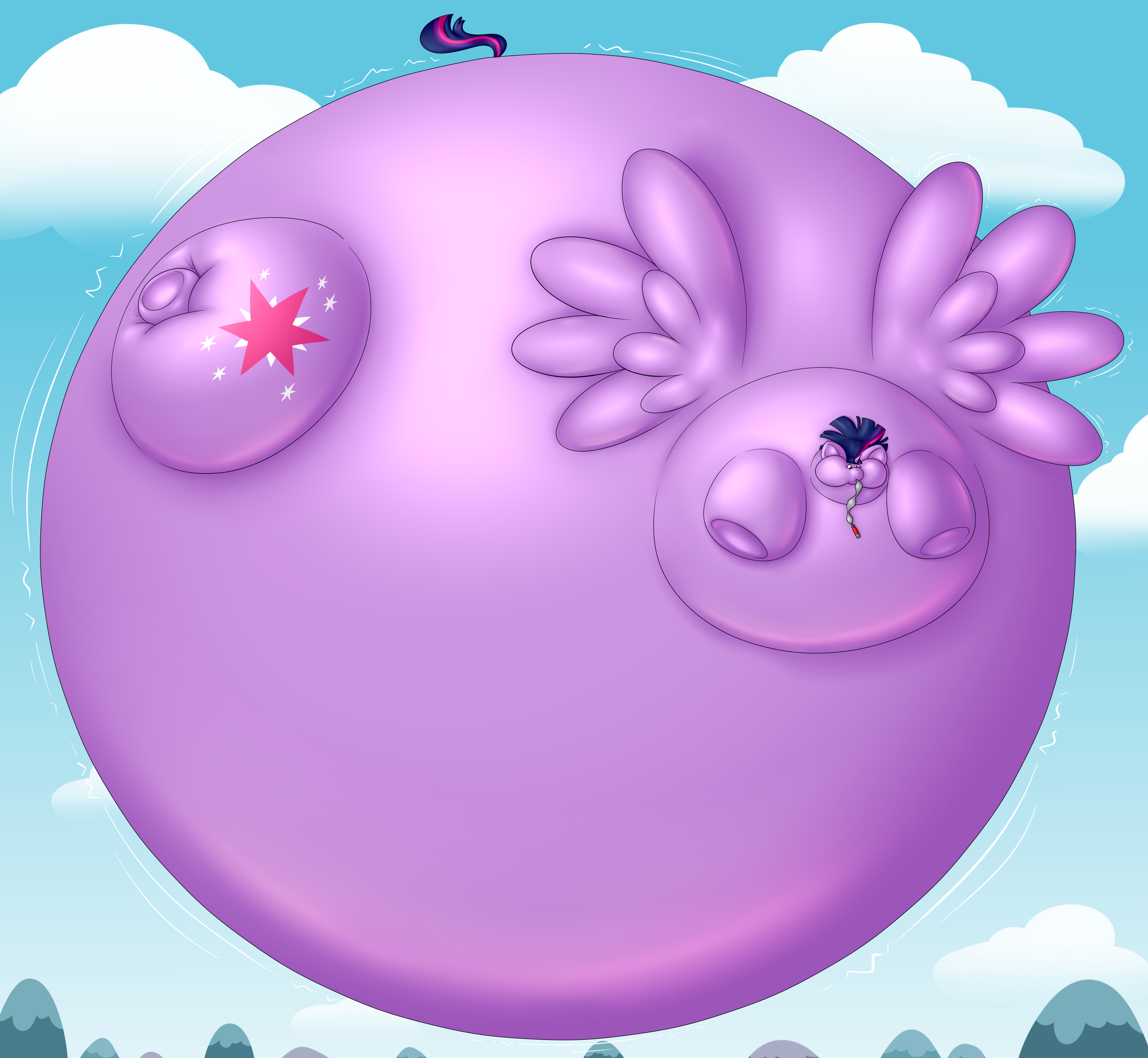 2499063 - dead source, questionable, artist:balloonkitten, artist:bastienl, twilight  sparkle, alicorn, pony, g4, air inflation, air tank, belly, big belly,  bingo wings, female, floating, helium inflation, helium tank, high res,  huge belly, impossibly