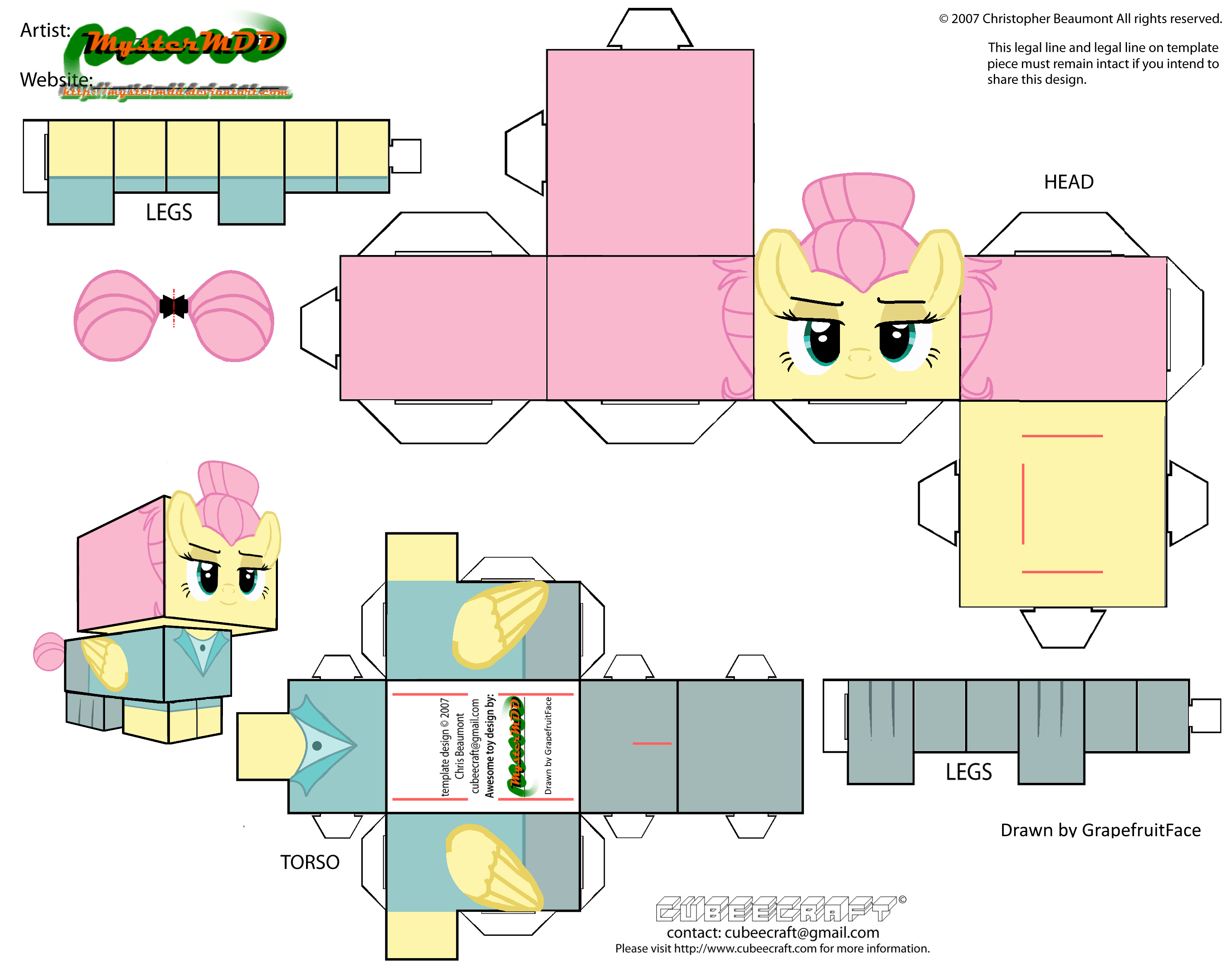 Fluttershy Minecraft Skin  Free Printable Papercraft Templates