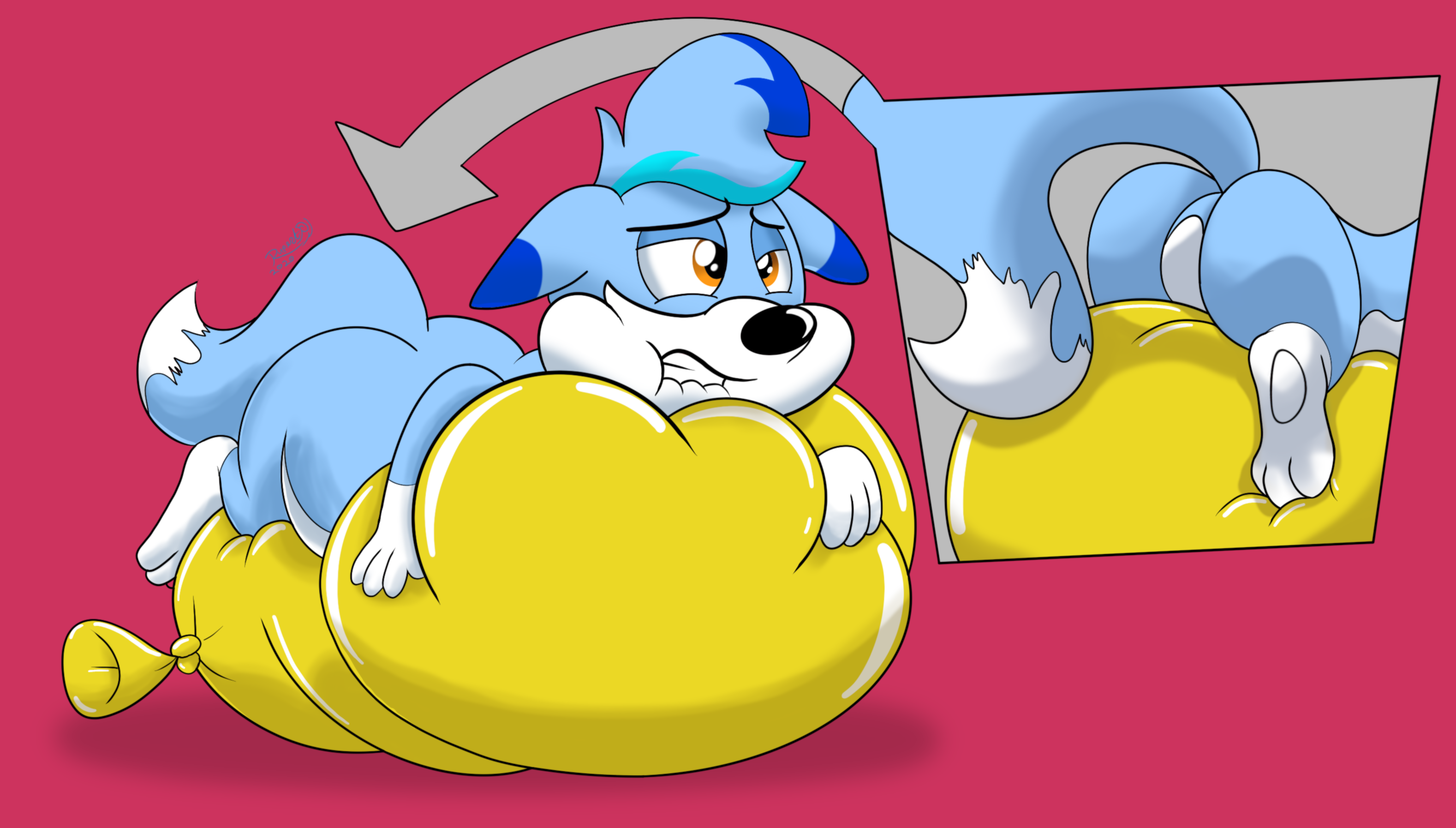 2334980 - suggestive, artist:rupert, oc, oc only, oc:rupert the blue fox,  earth pony, fox, fox pony, hybrid, original species, pony, balloon, balloon  fetish, boing, chubby, fetish, furry, furry oc, humping, male, moaning,