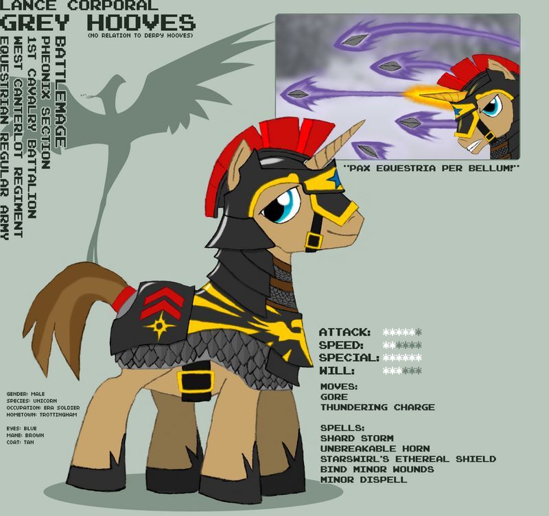 pony, unicorn, armor, equestrian army, helmet, lance corporal