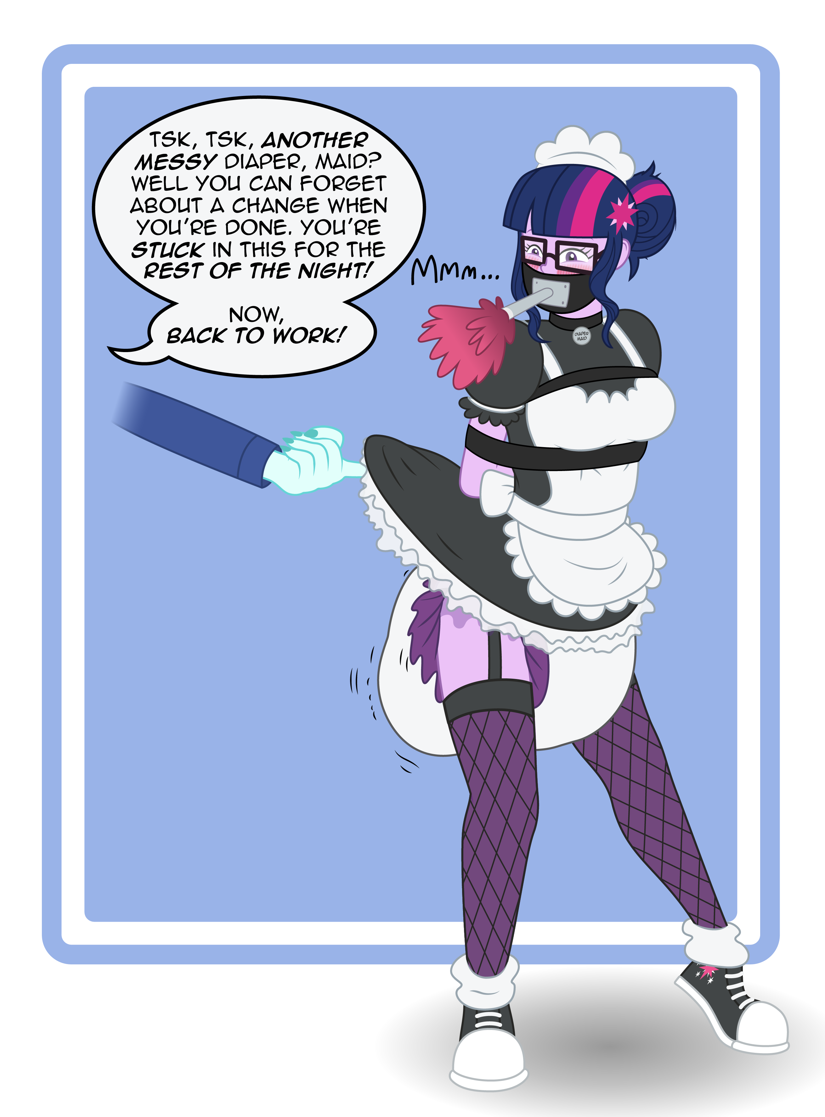 2377213 - questionable, artist:34qucker, edit, vector edit, principal  abacus cinch, sci-twi, twilight sparkle, equestria girls, g4, arm behind  back, blushing, bondage, breasts, busty sci-twi, clothes, collar, converse,  diaper, diaper bondage, diaper ...