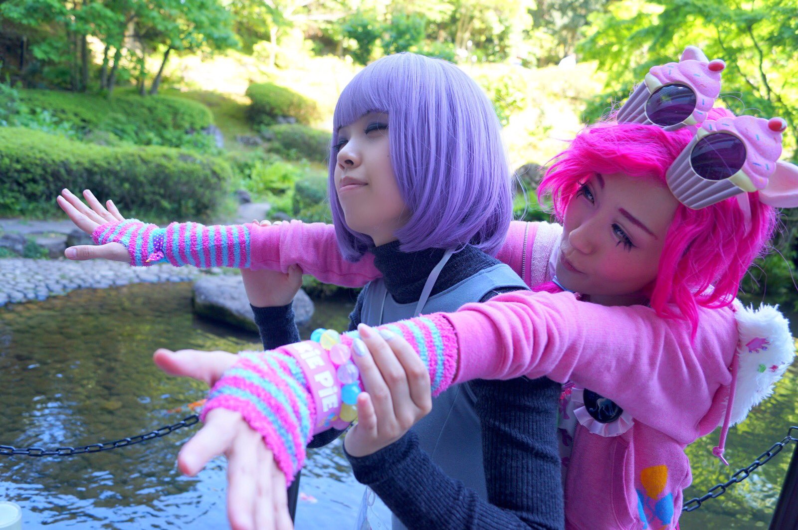 Safe Artist Bunnyoxo Maud Pie Pinkie Pie Clothes Convention Japanponycon Cosplay Costume Japan Ponycon Sunglasses Derpibooru