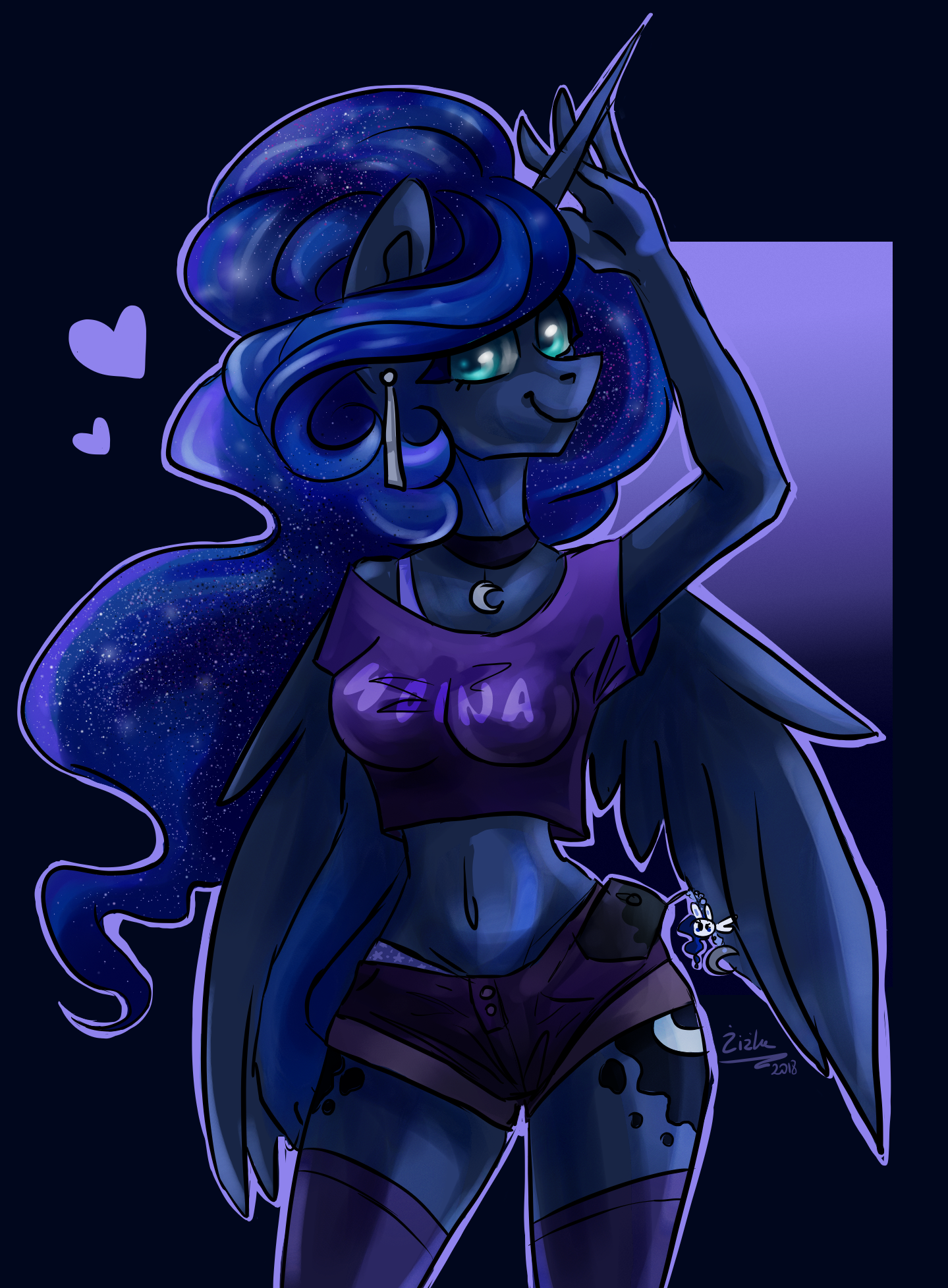 #2407777 - safe, artist:tu-kierownik, princess luna, anthro, alternate
