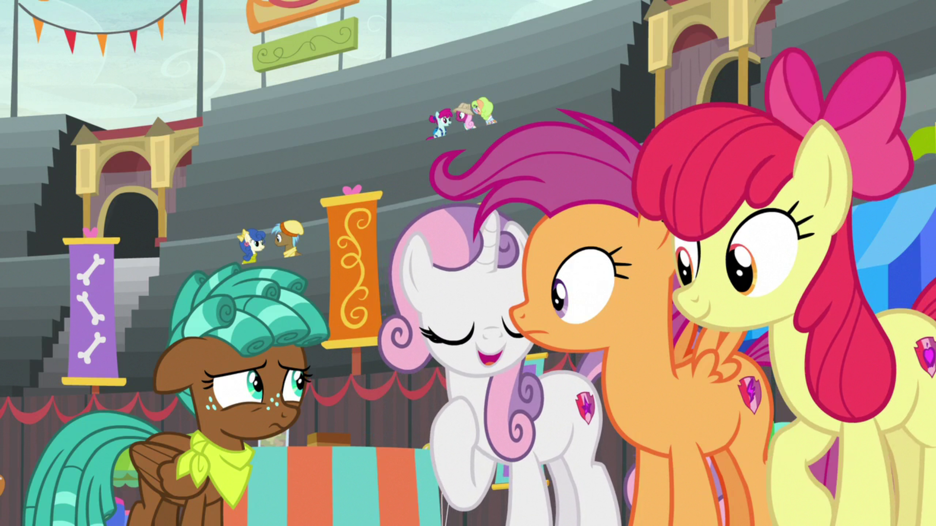#2421690 safe screencap apple bloom blueberry curls bubblegum