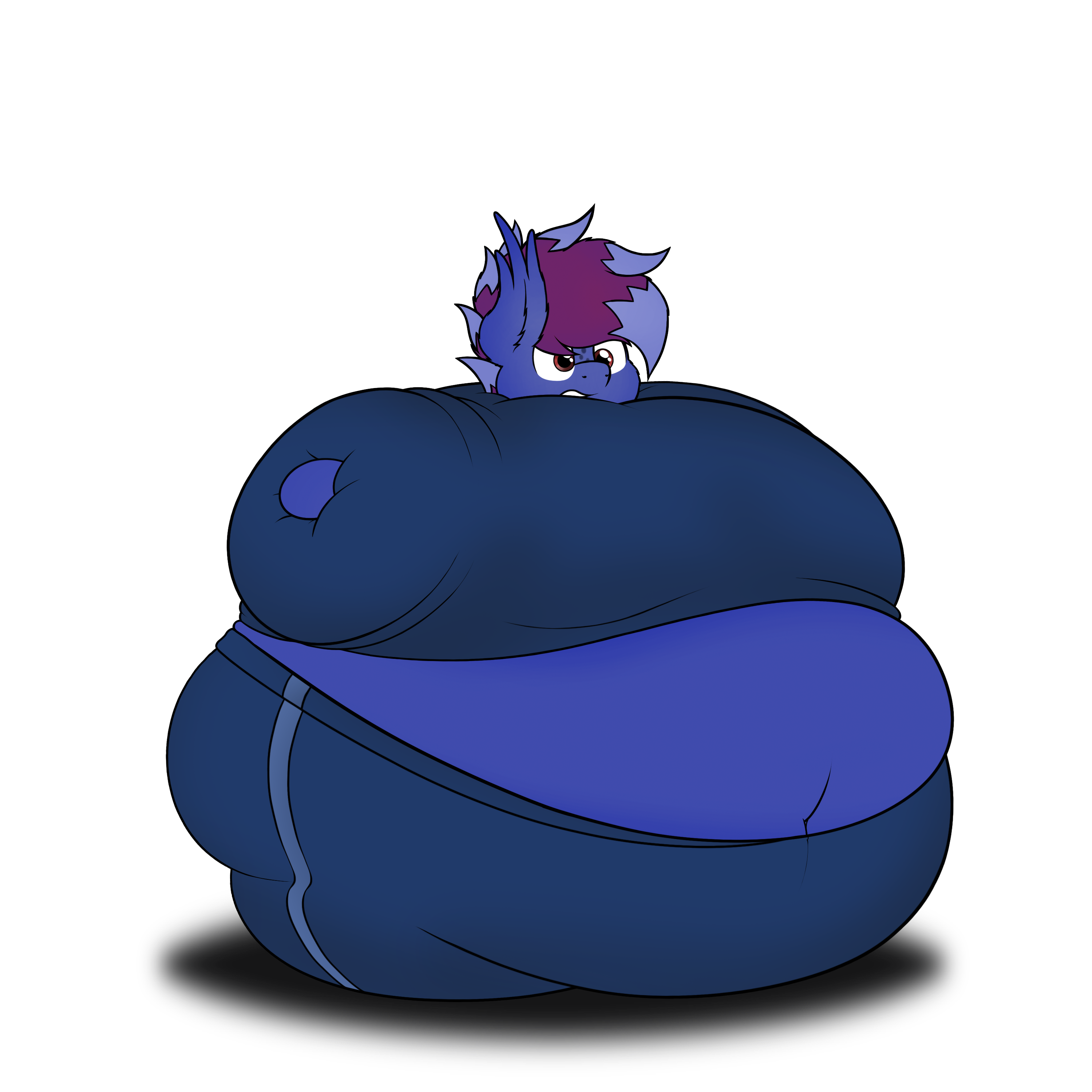 2537931 - questionable, artist:aaatheballoon, oc, oc only, oc:aaaaaaaaaaa,  bat pony, pony, semi-anthro, belly, big belly, blueberry, blueberry  inflation, body inflation, butt, charlie and the chocolate factory, fat,  food, high res, huge belly,