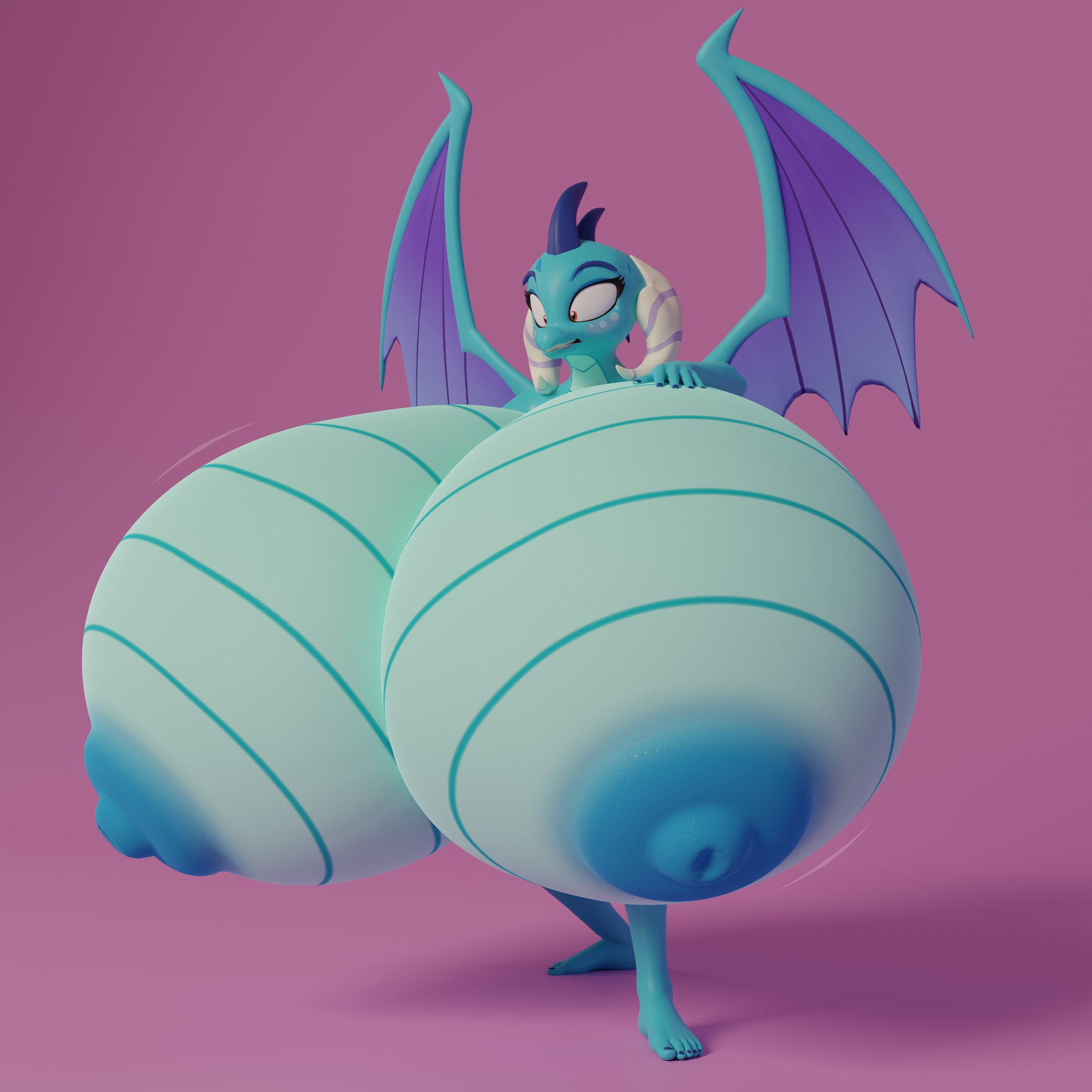 2544272 - questionable, artist:demodemopanpan, princess ember, dragon,  anthro, plantigrade anthro, g4, 3d, big breasts, breast expansion, breasts,  busty princess ember, dragoness, female, grope, growth, hand on breasts,  high res, huge areola, huge