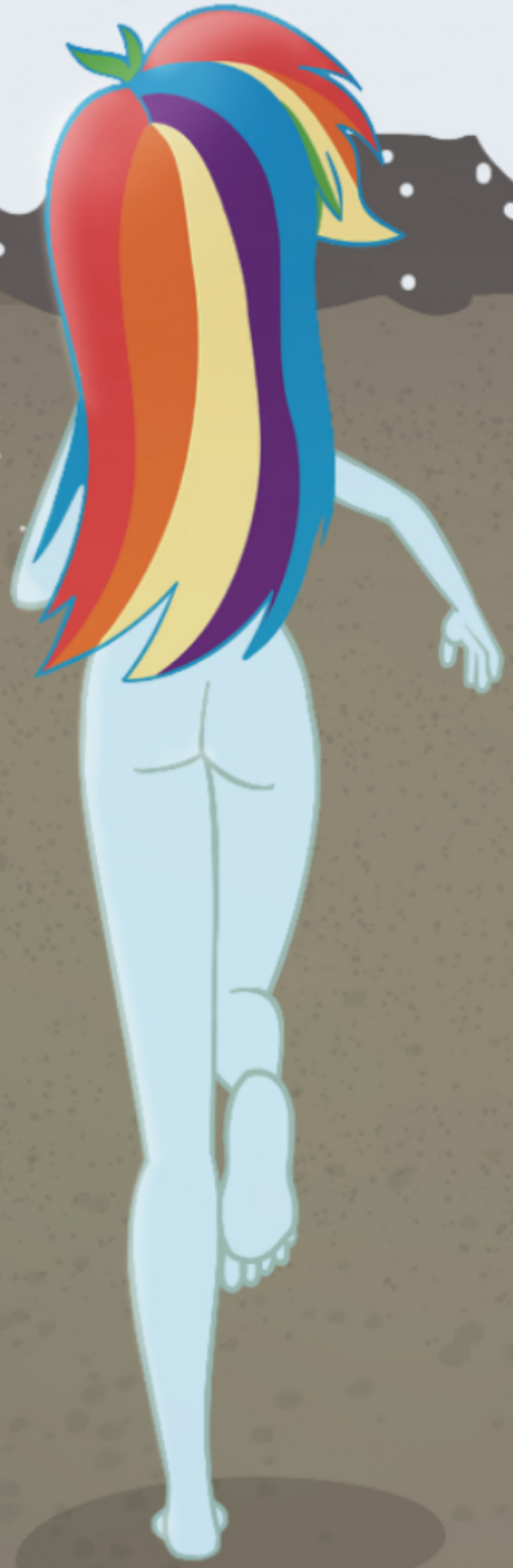 2617991 - questionable, artist:invisibleink, edit, rainbow dash, equestria  girls, g4, my little pony equestria girls: better together, ass, barefoot,  beach, butt, cropped, exhibitionism, faceless female, feet, female, nudity,  offscreen character ...