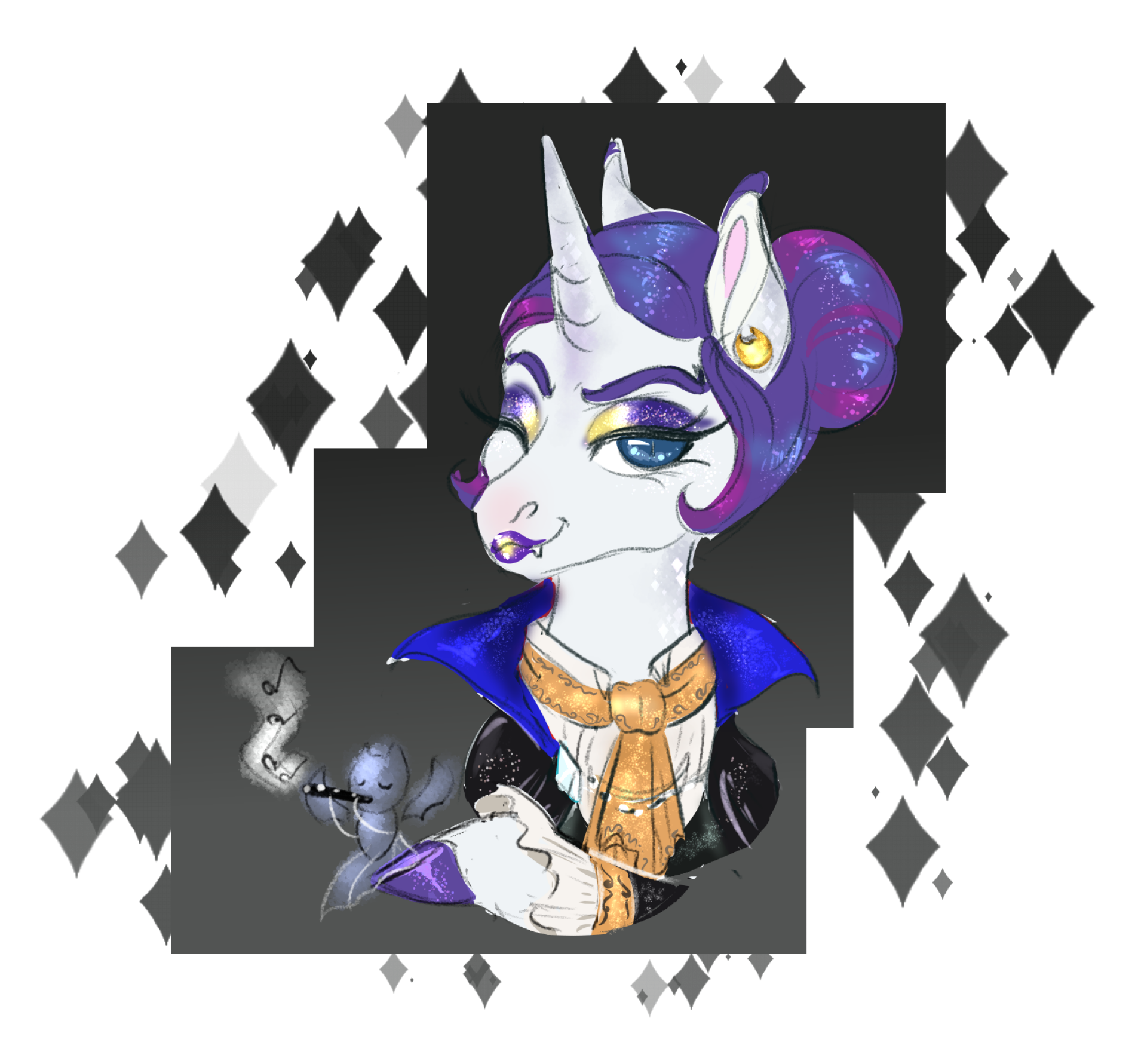 #2969333 - safe, artist:miyalaflordorada, rarity, bat, pony, undead ...