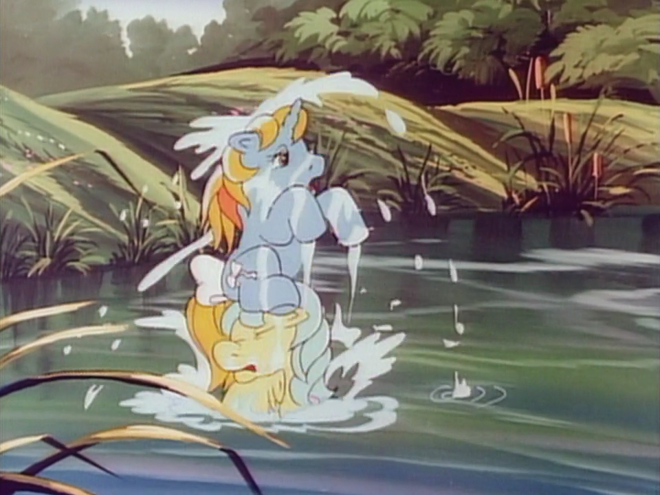 #3013522 - safe, screencap, baby ribbon, water lily (g1), pony, sea ...