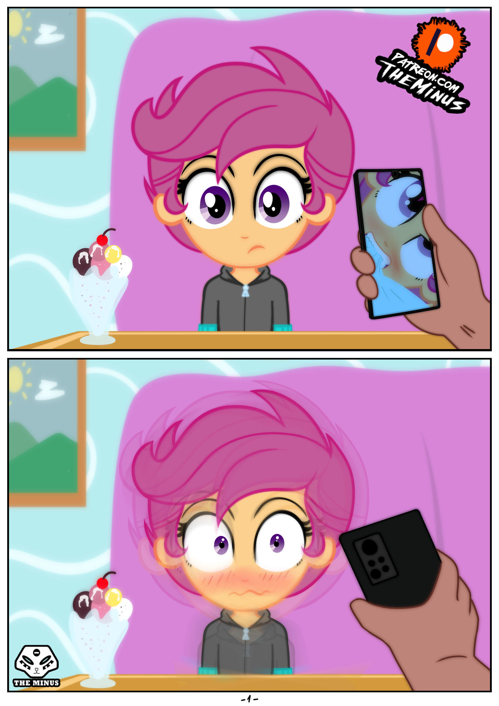 3003071 - suggestive, artist:theminus, scootaloo, human, equestria girls,  blushing, comic, cropped porn, implied lolicon, implied porn, implied sex,  male, male pov, offscreen character, offscreen male, pov, younger -  Derpibooru