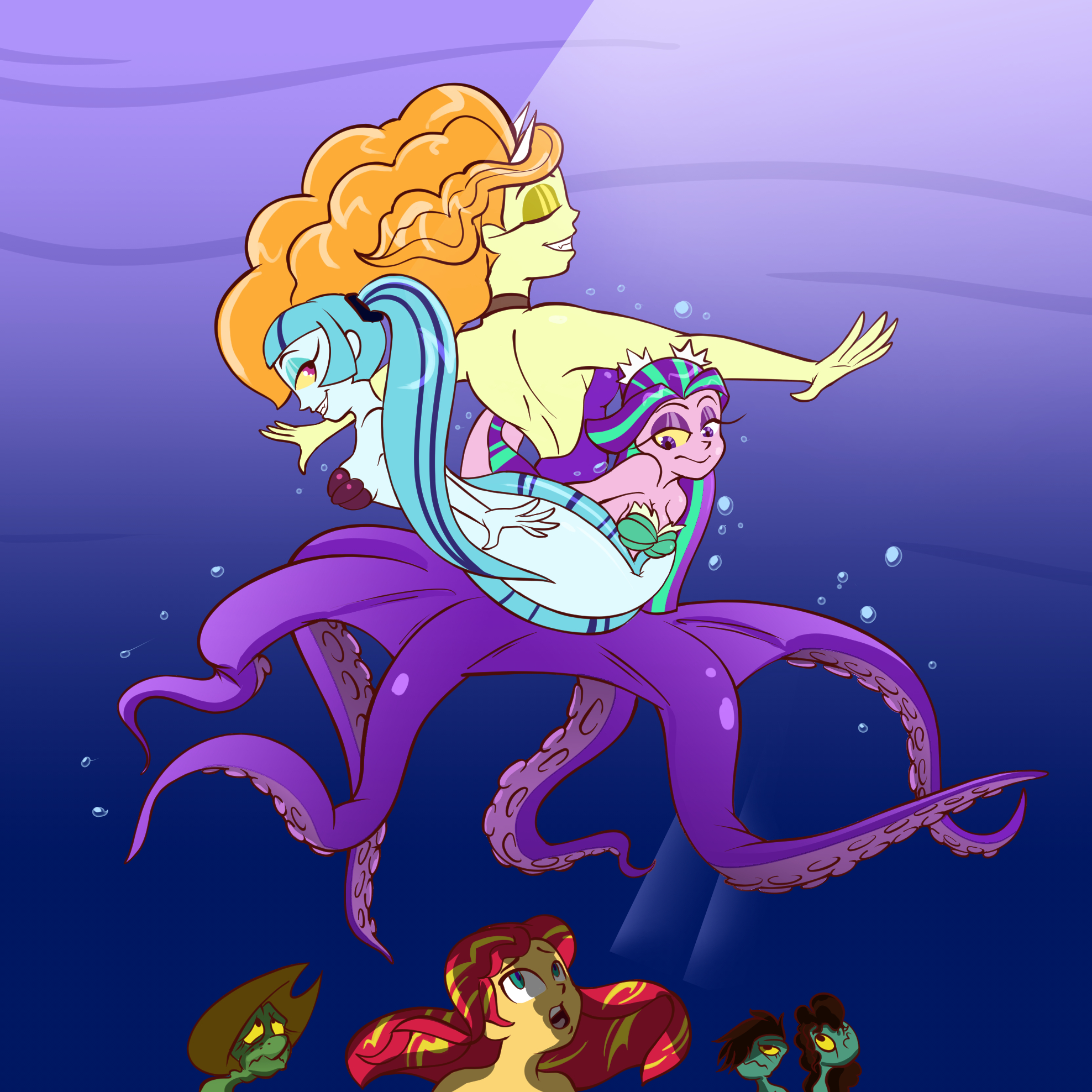 1199392 - safe, artist:azaleasdolls, artist:fannitasticfangirl, principal  abacus cinch, cecaelia, mermaid, octopus, equestria girls, friendship games,  clothes, crossover, disney, duality, fins, glasses, humanized, jewelry,  mermaid maker, mermaid tail