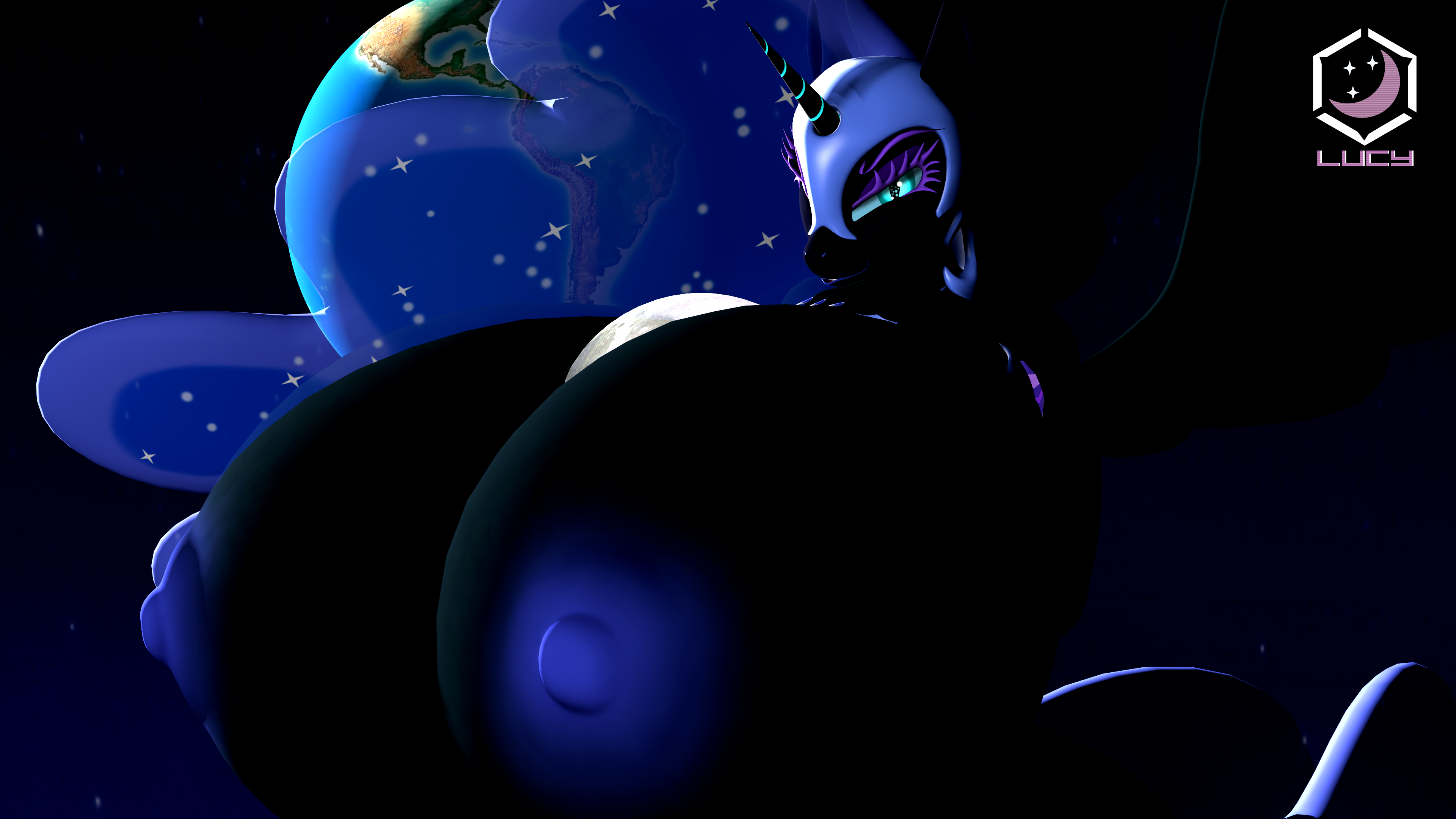 large areolas moonsL "  2849375 - explicit, artist:lucy-moon, nightmare moon, alicorn, unicorn,  anthro, g4, 3d, big breasts, big nipples, blue eyes, breasts, earth,  eyelashes, eyeshadow, female, growth, high res, horn, huge breasts, hyper,  hyper breasts, impossibly