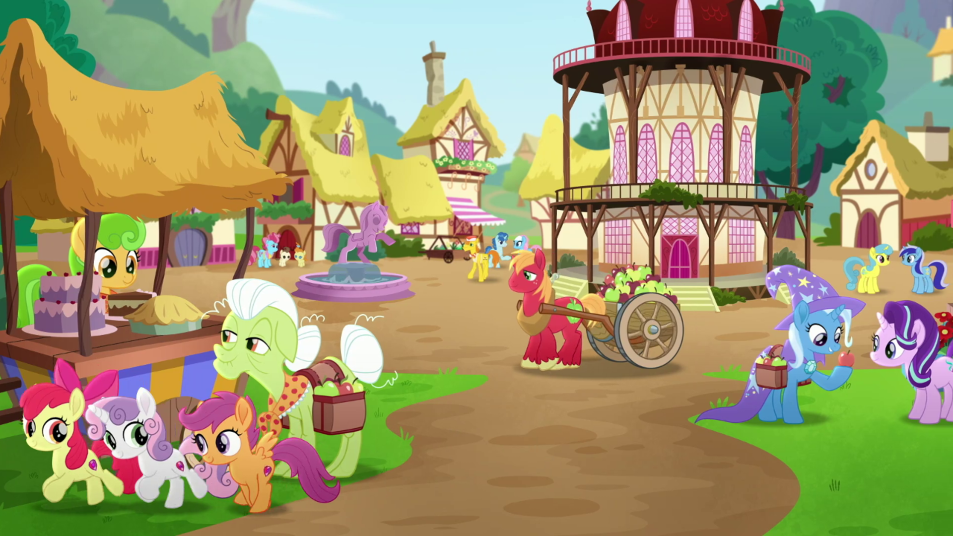2871745 safe, screencap, apple bloom, big macintosh, carrot cake