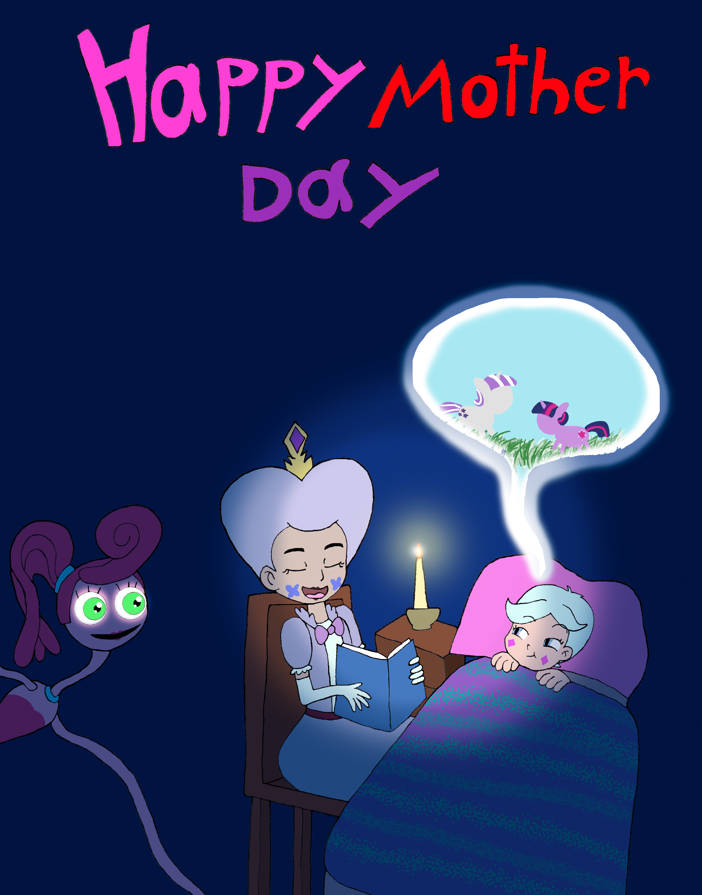 2861166 - safe, artist:pokeneo1234, twilight sparkle, twilight velvet, g4,  comet butterfly, female, mommy long legs, moon butterfly, mother and child,  mother and daughter, mother's day, poppy playtime, star vs the forces of